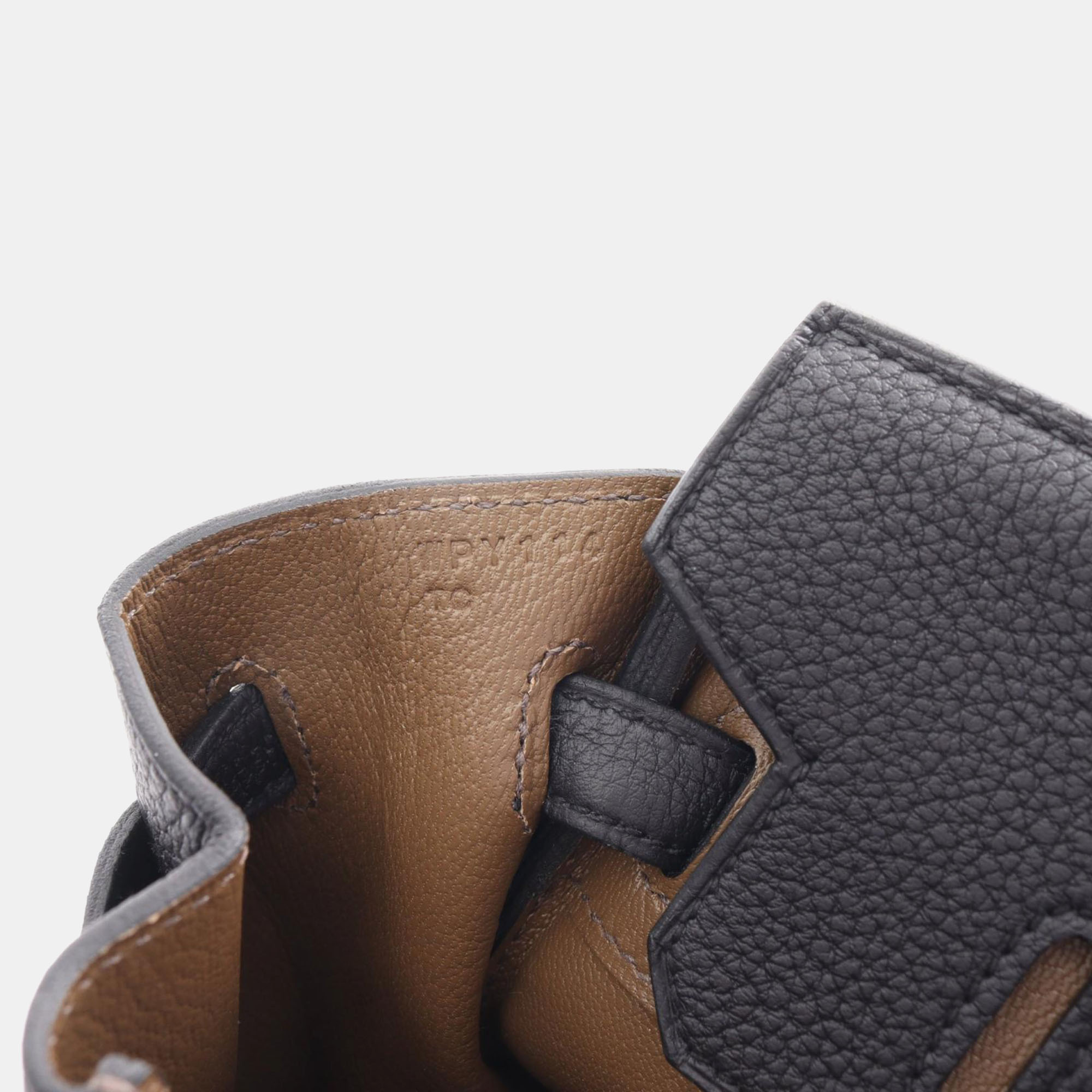 Hermes Black Leather Birkin 25 Verso Bag 