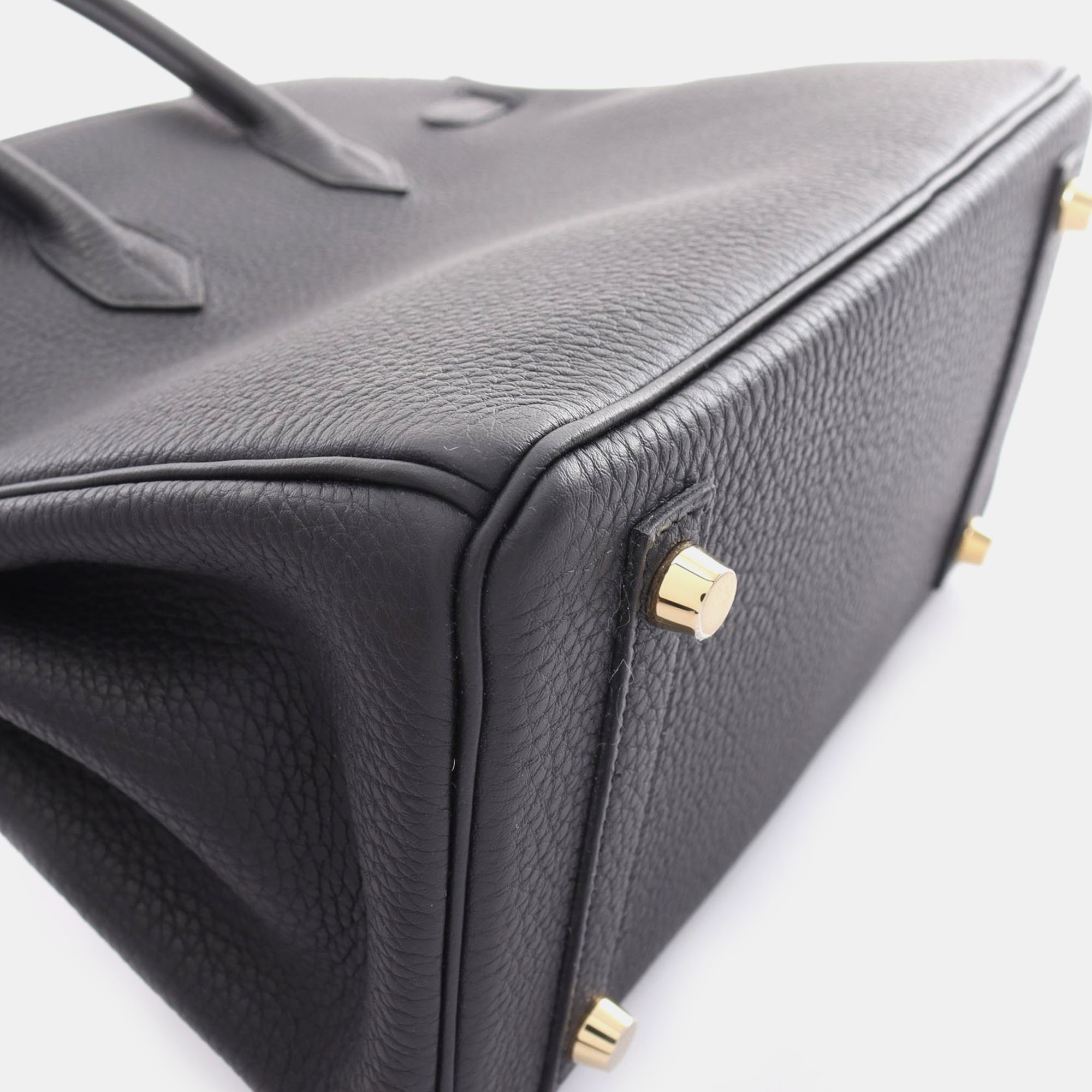Hermes Black Leather Birkin 25 Verso Bag 