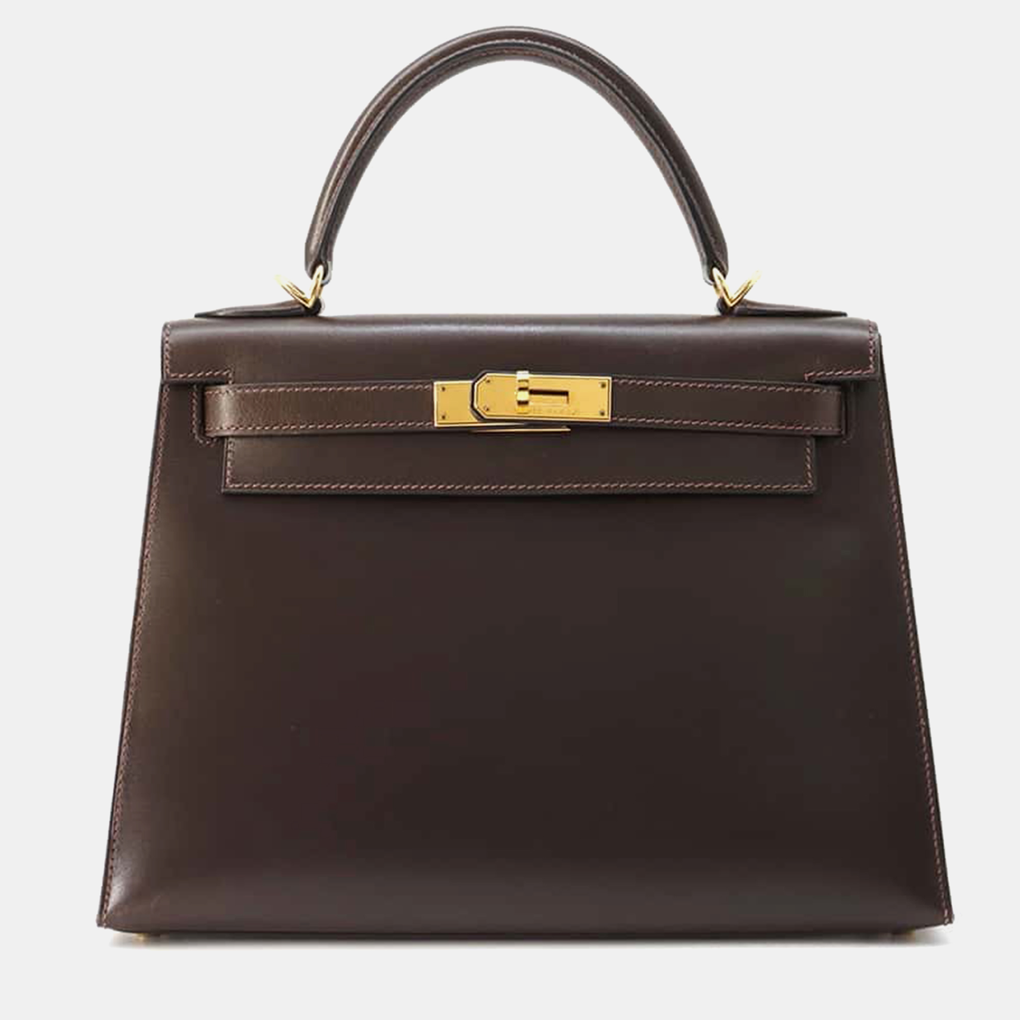 

Hermes Kelly Sellier Cacao Box Calf Leather Size, Brown