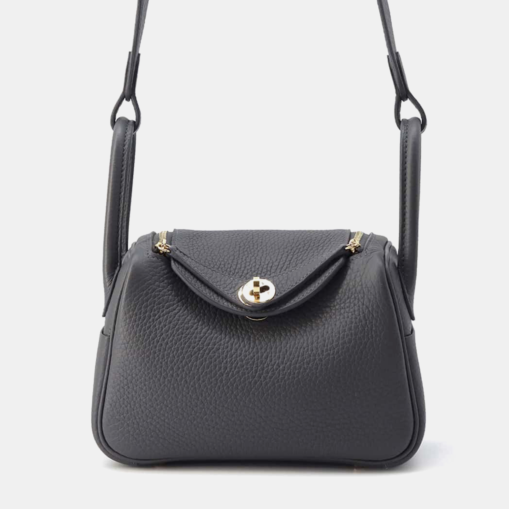 

Hermes Lindy Ardoise Taurillon Clemence Size Mini, Black