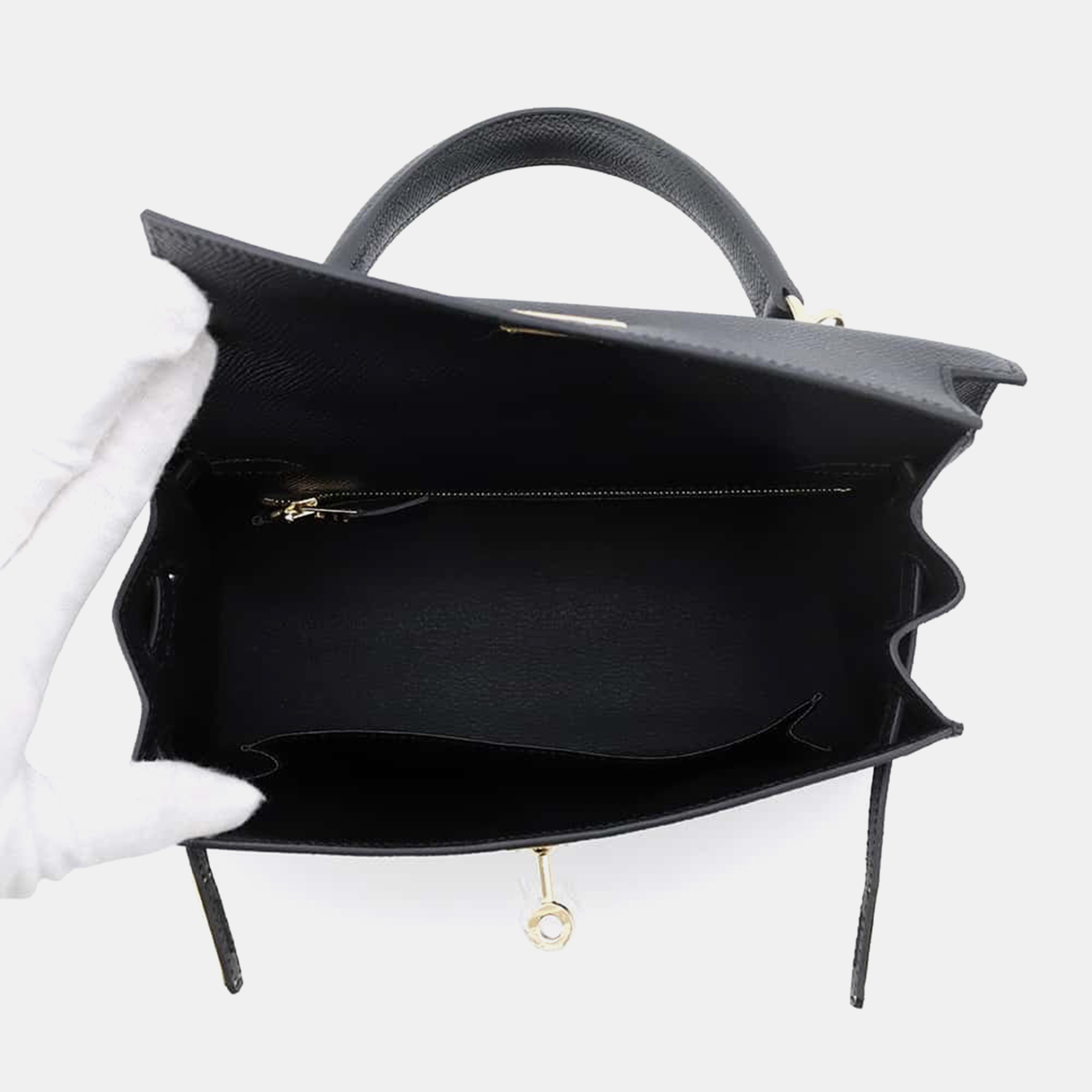 Hermes Black Epsom Kelly Sellier 25 Tote Bag 4