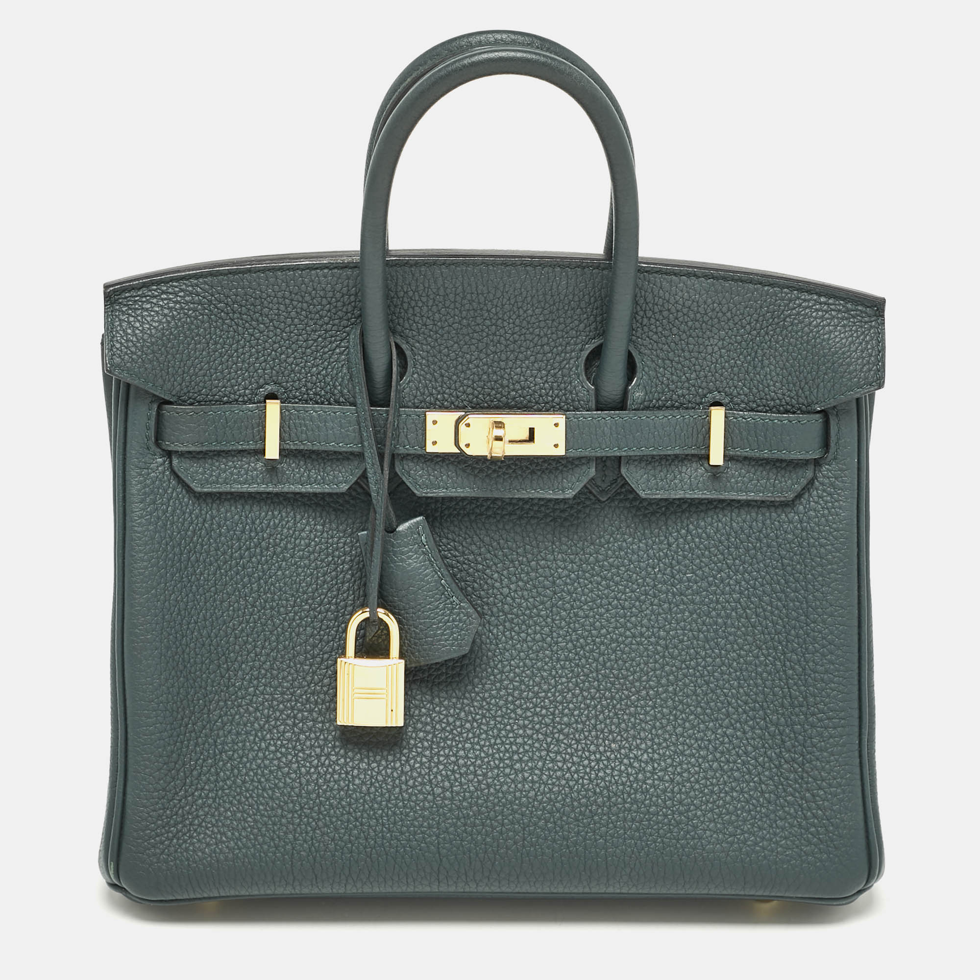 

Hermes Vert Cypress Togo Leather Gold Finish Birkin 25 Bag, Green