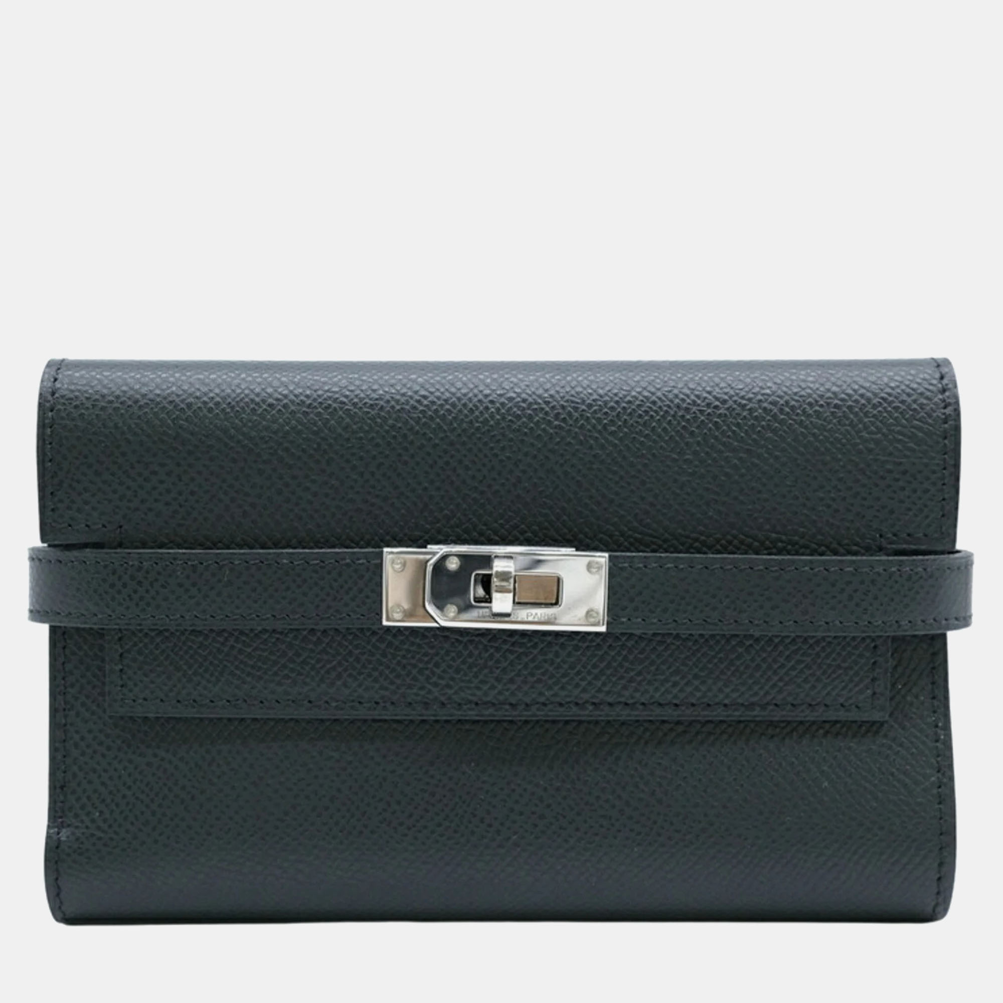 

Hermes Black Epsom Leather Medium Compact Bi-fold Kelly Wallet