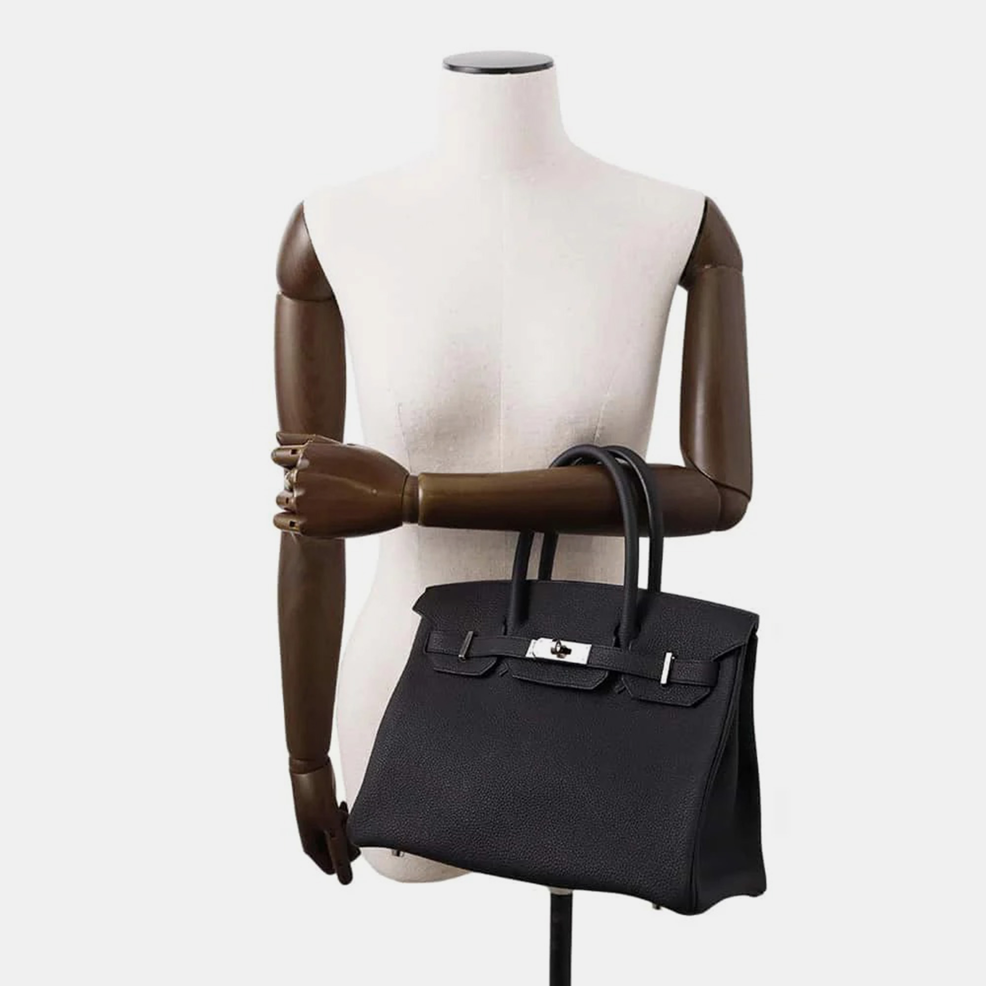 Hermes Black Togo Leather Birkin 30 Tote Bag 