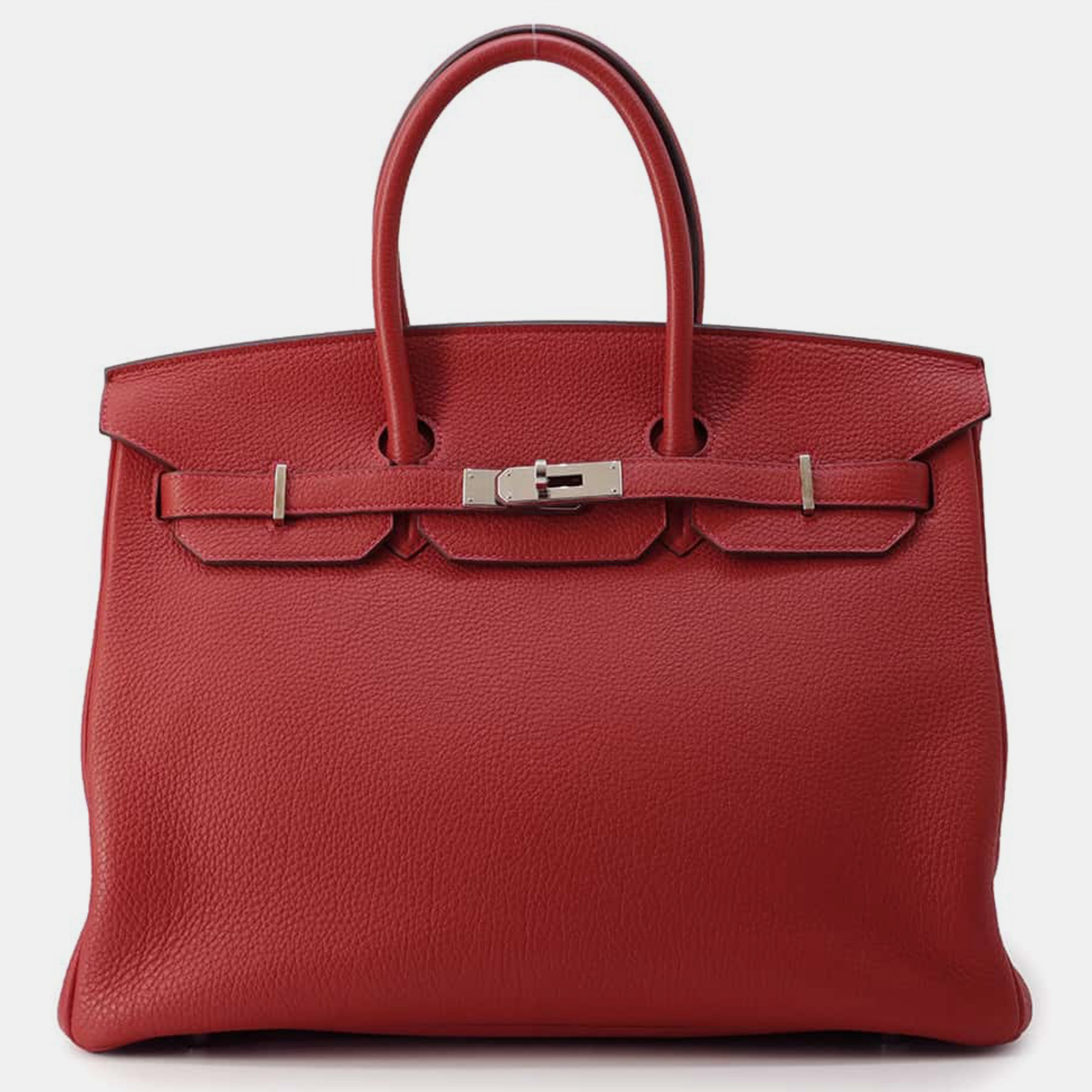 

Hermes Rouge Vif Togo Leather Birkin 35 Bag, Red