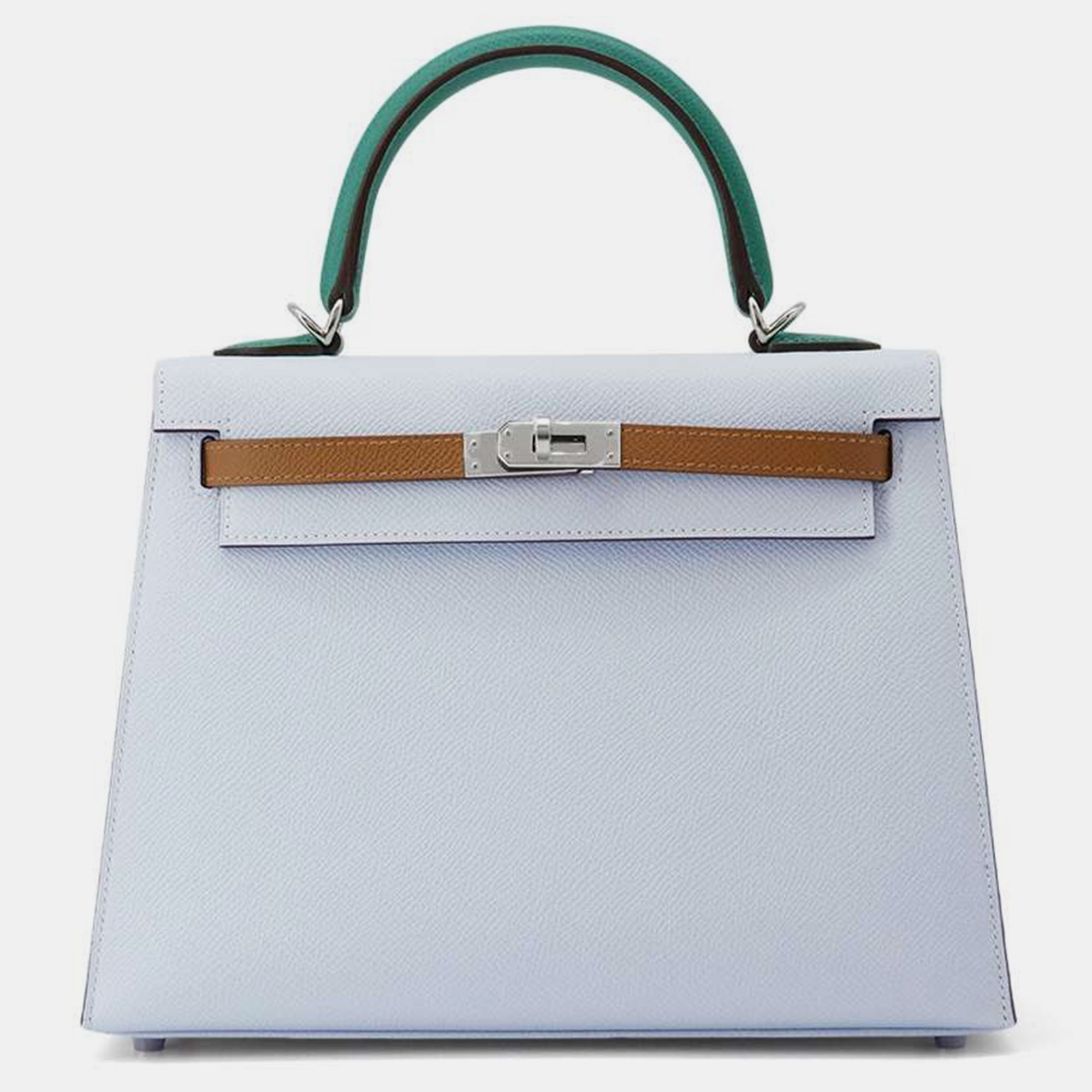 

Hermes Tricolor Blue Blum/Gold/Vert Jade Epsom Kelly Sellier 25 Bag