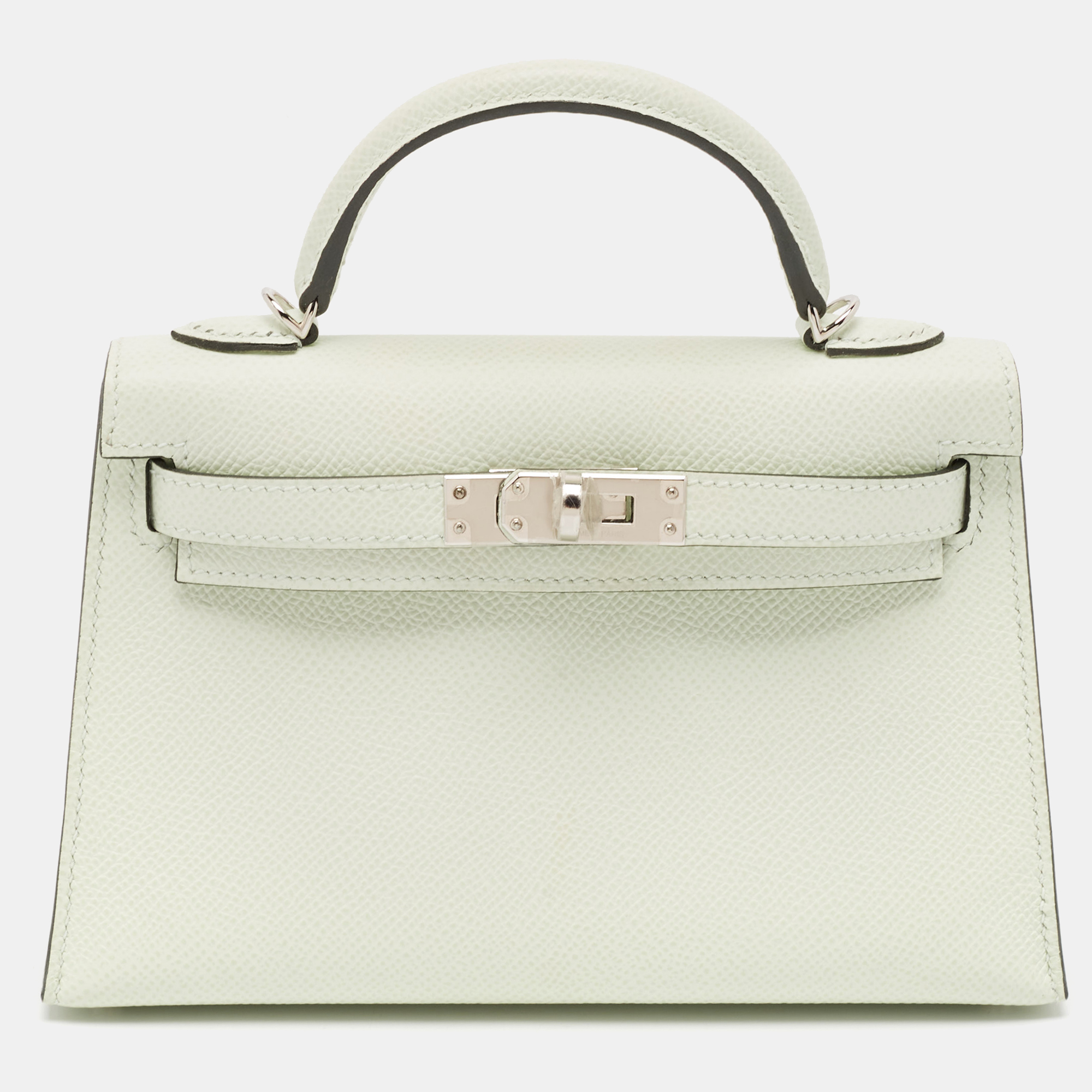 

Hermès Vert Fizz Epsom Leather Palladium Finish Mini Kelly II Sellier 20 Bag, Green