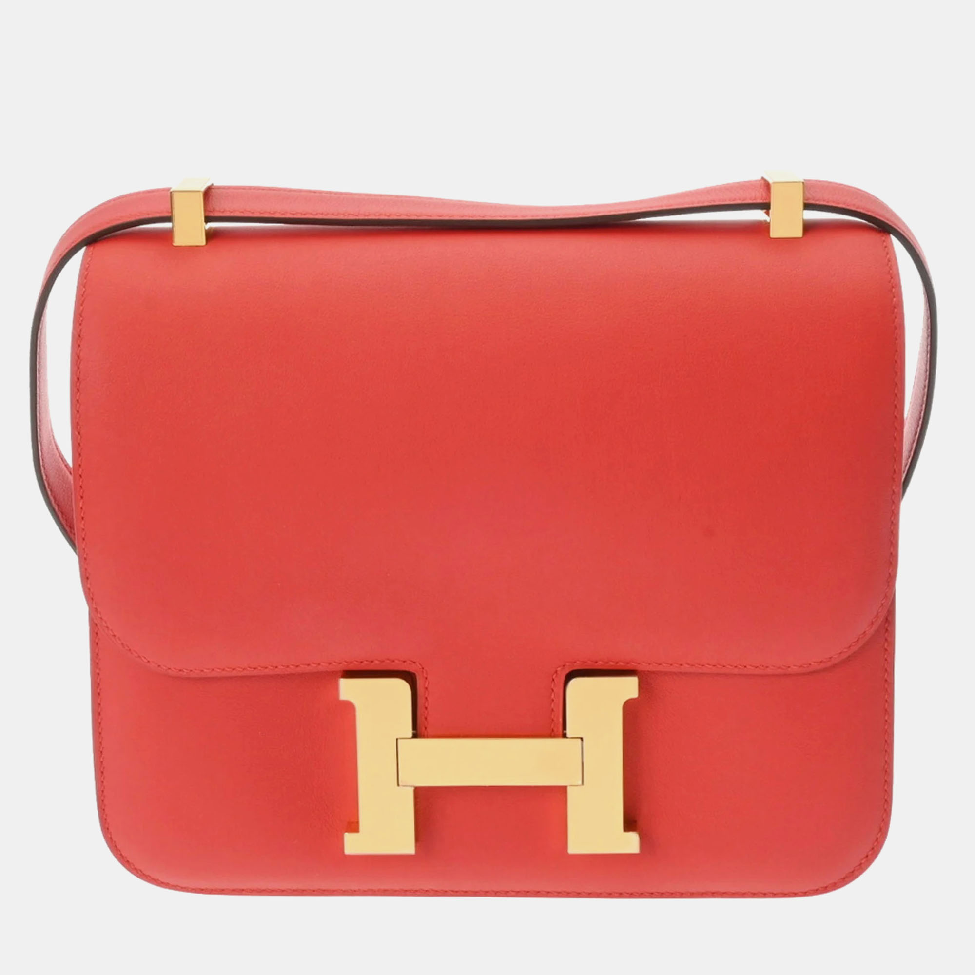 

Hermes Rouge Pivoine Swift Leather Constance 24 Shoulder Bag, Red