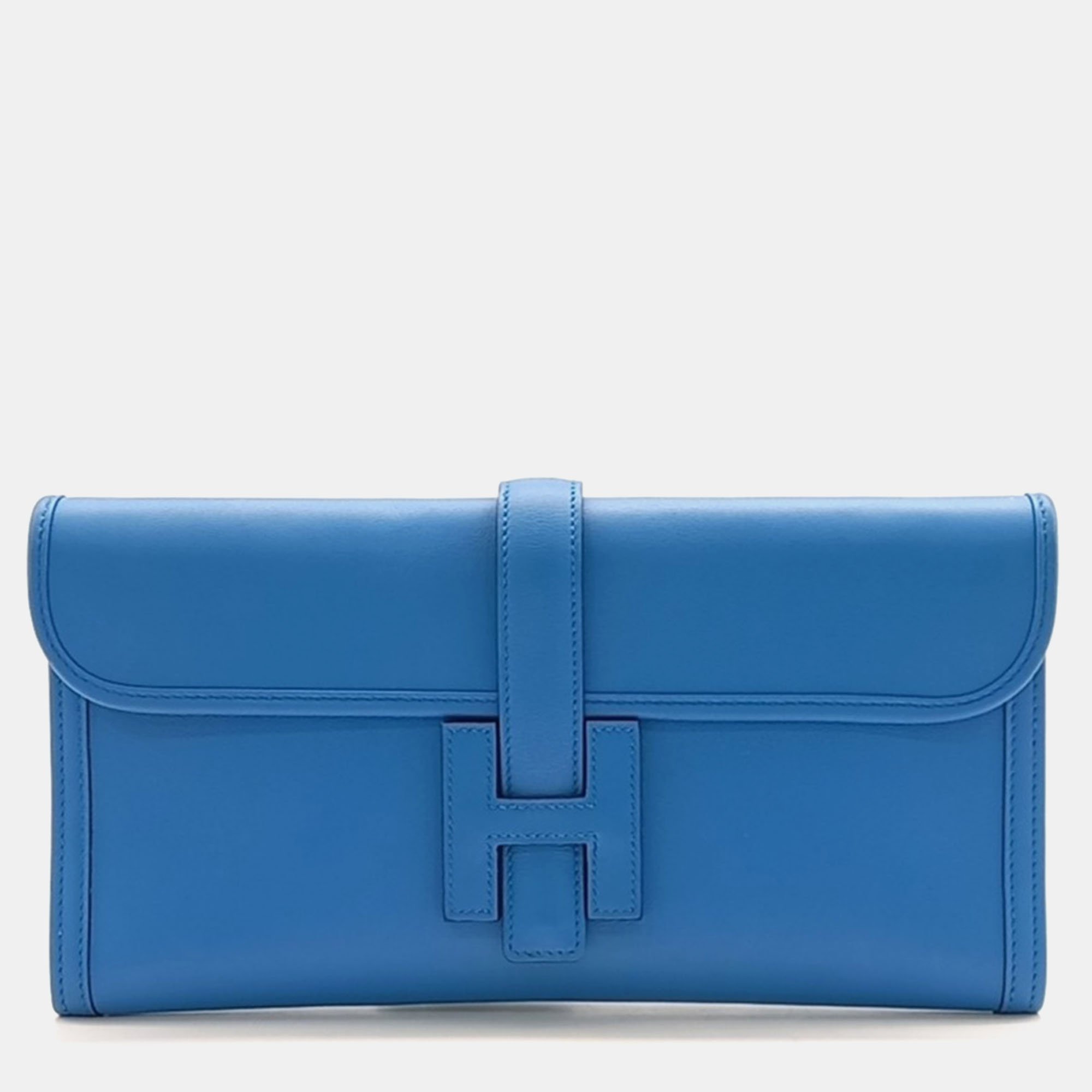 

Hermes Blue Leather Jige clutch bag