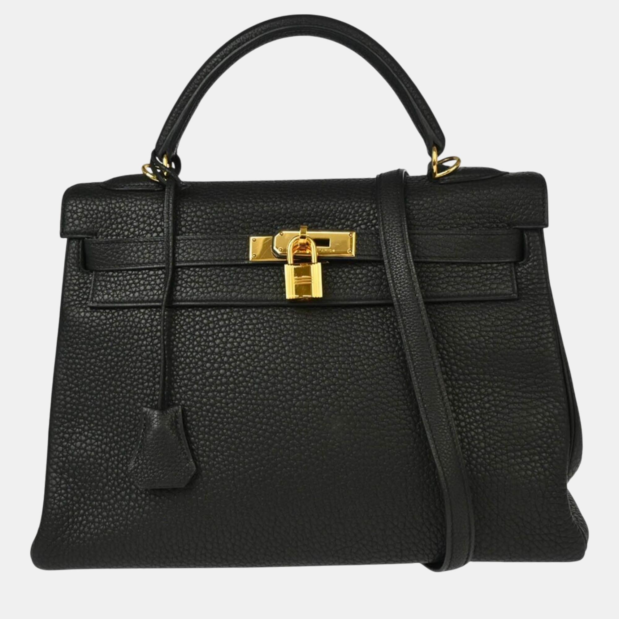 

Hermes Black Togo Kelly 32 Retourne 2way Handbag