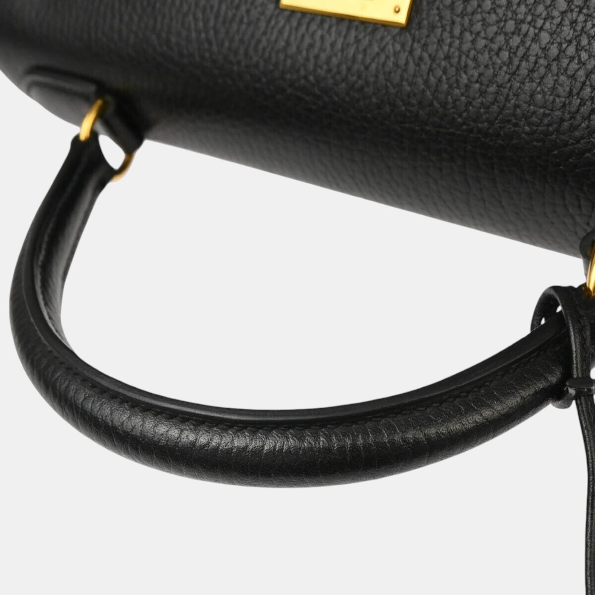 Hermes Black Ardennes Kelly Sellier 28 Handbag 