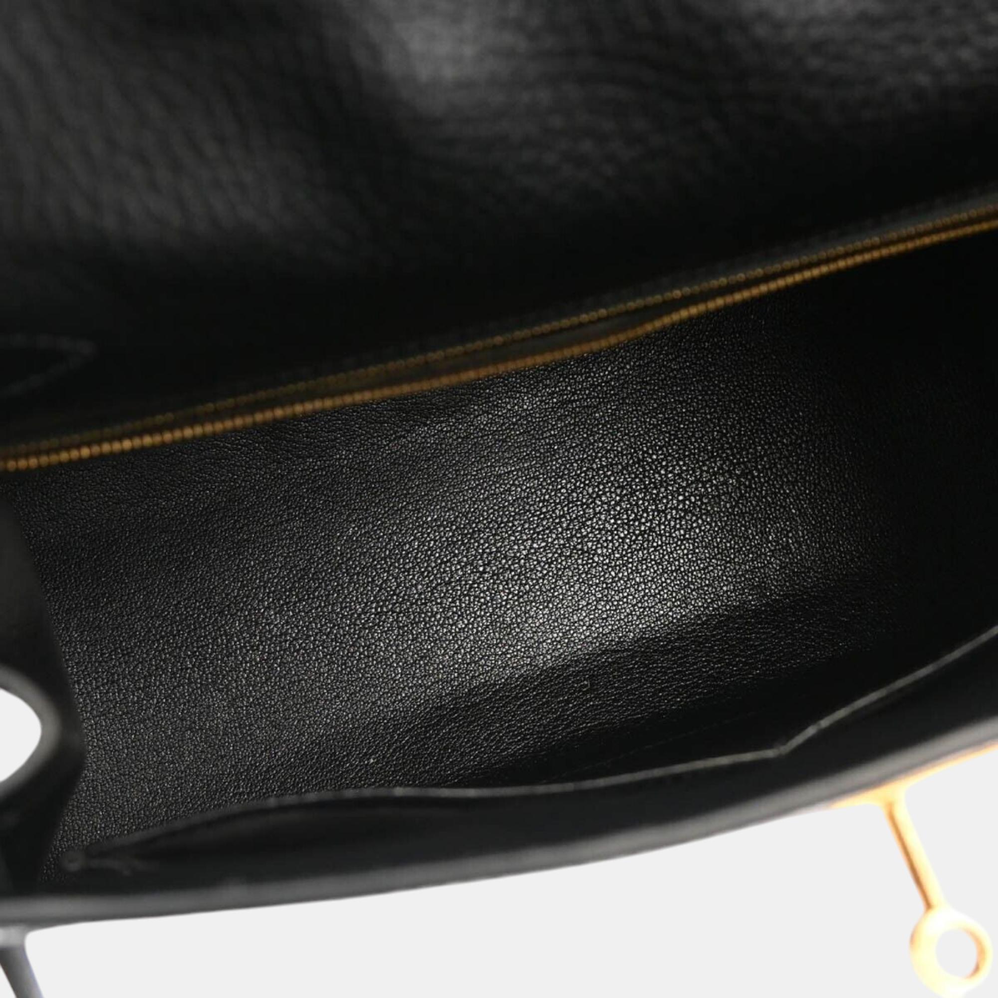 Hermes Black Ardennes Kelly Sellier 28 Handbag 