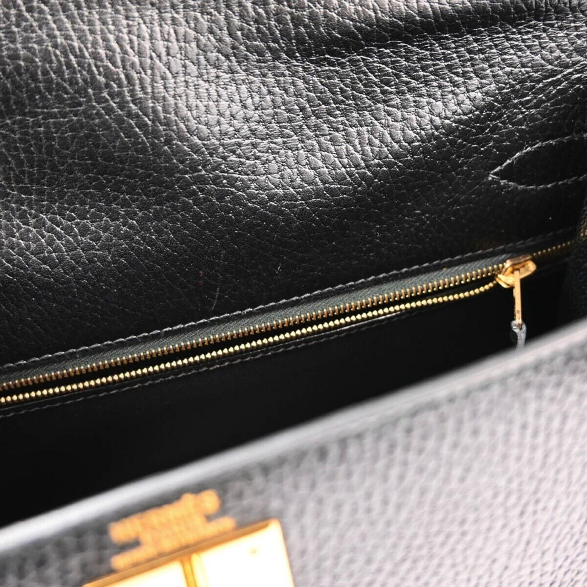 Hermes Black Ardennes Kelly Sellier 28 Handbag 
