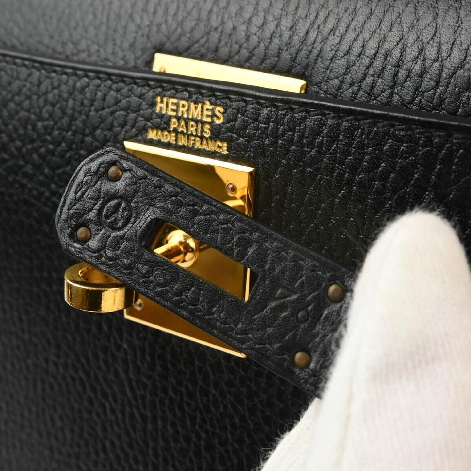 Hermes Black Ardennes Kelly Sellier 28 Handbag 