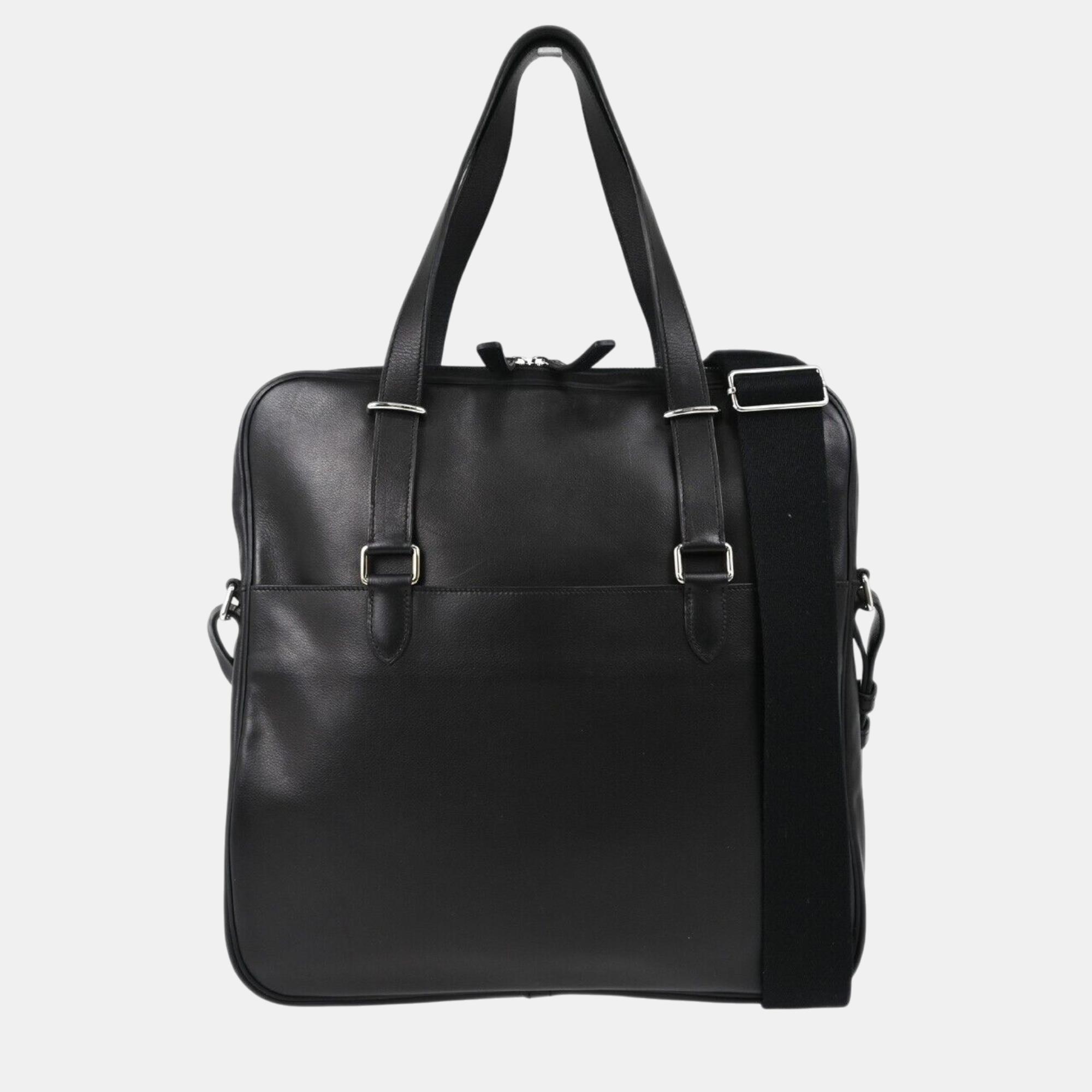 

Hermes Black Evergrain Business Handbag