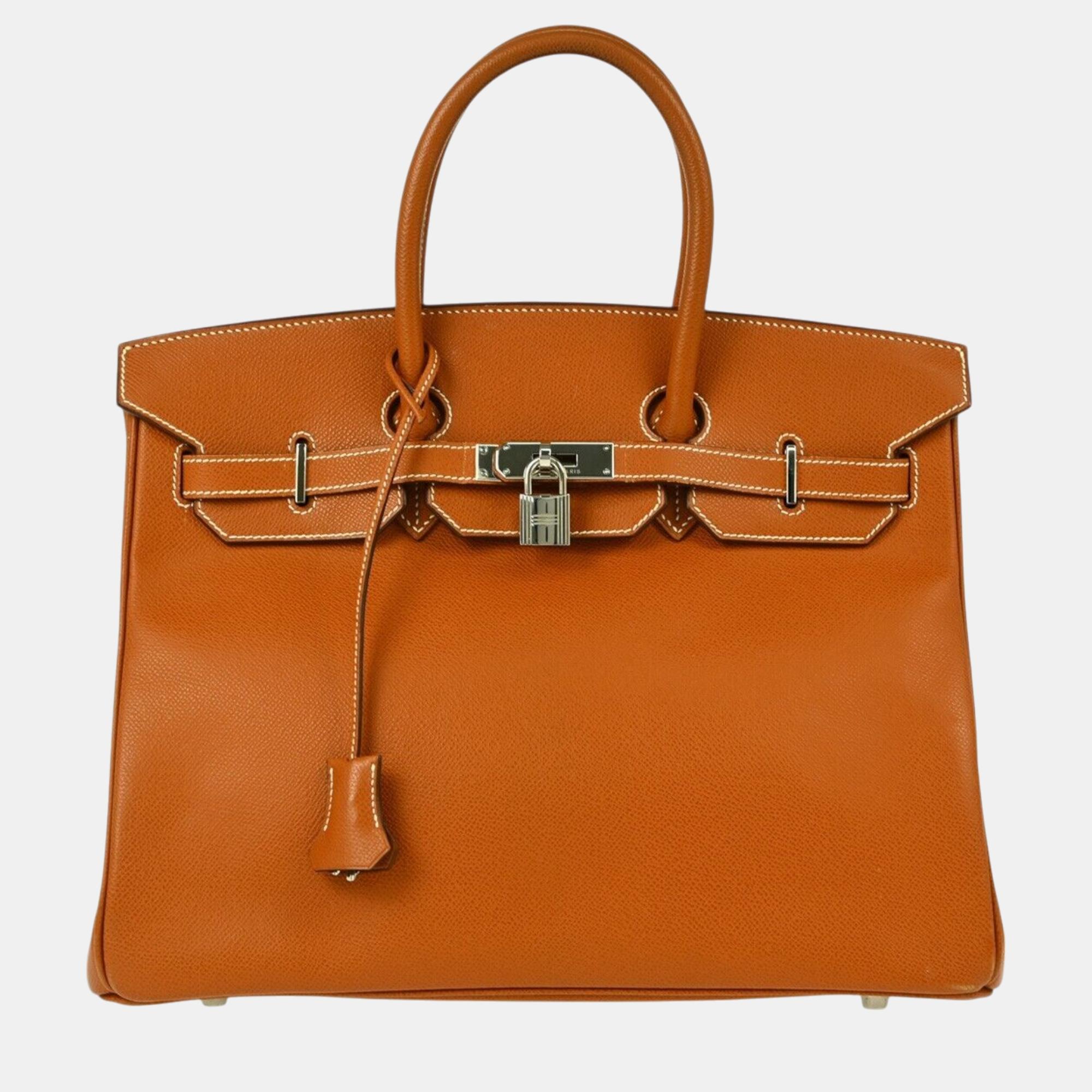 

Hermes Cognac Epsom Birkin 35 Handbag, Orange