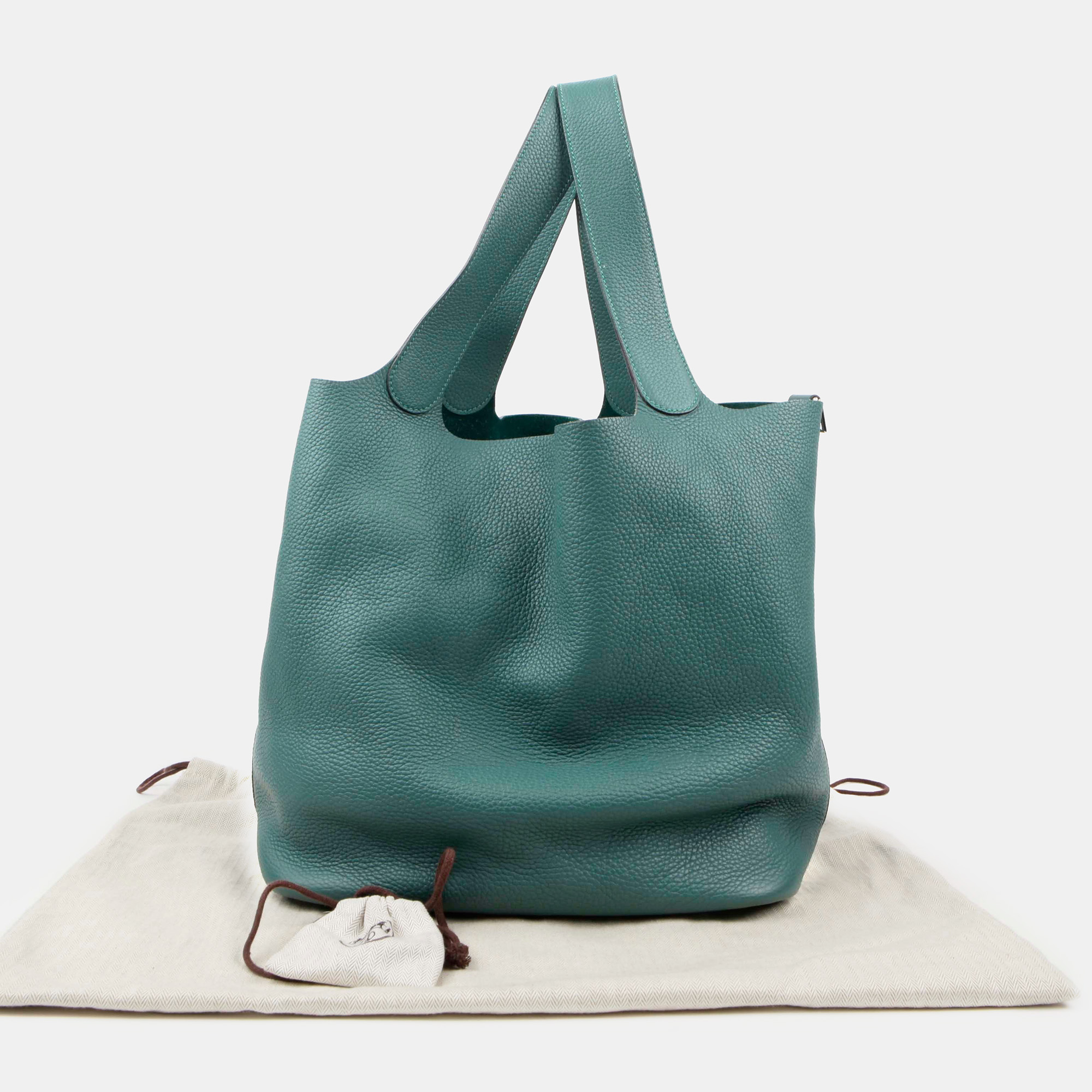 Hermes Green Leather Picotin Lock Tote Bag 