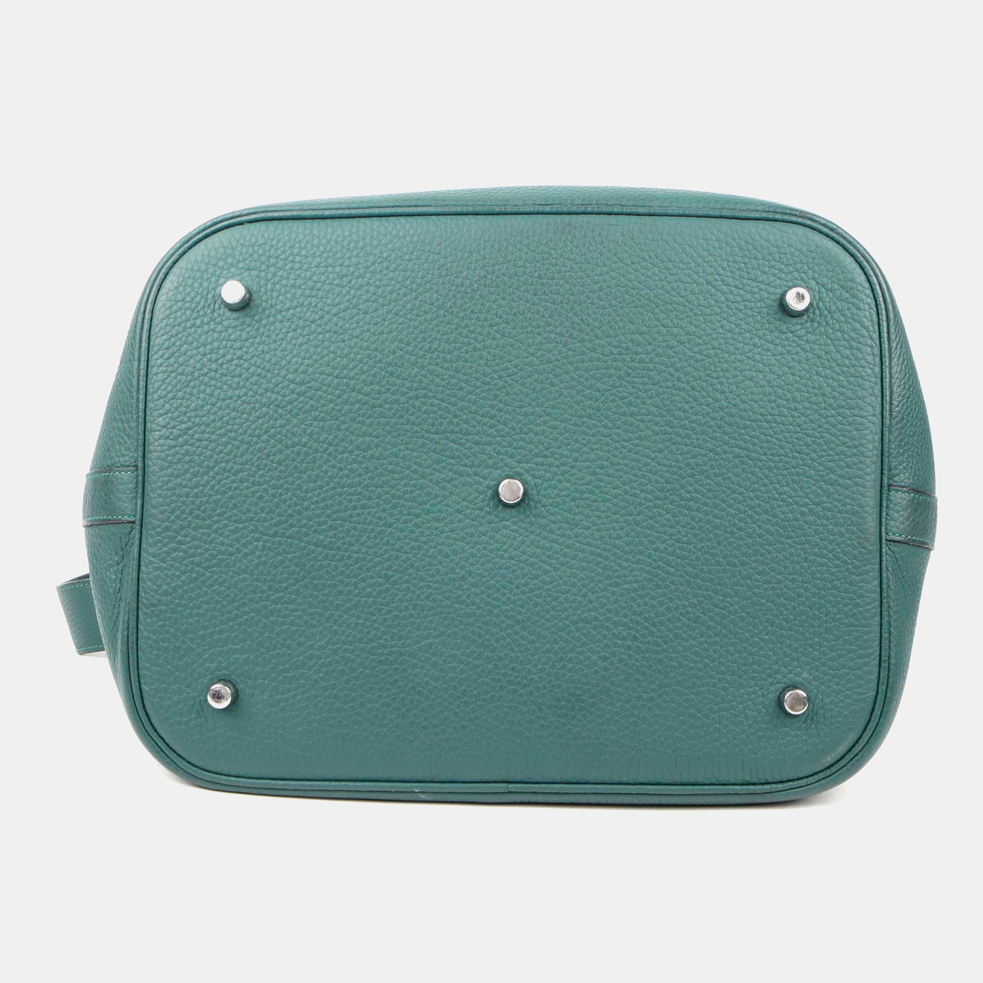 Hermes Green Leather Picotin Lock Tote Bag 