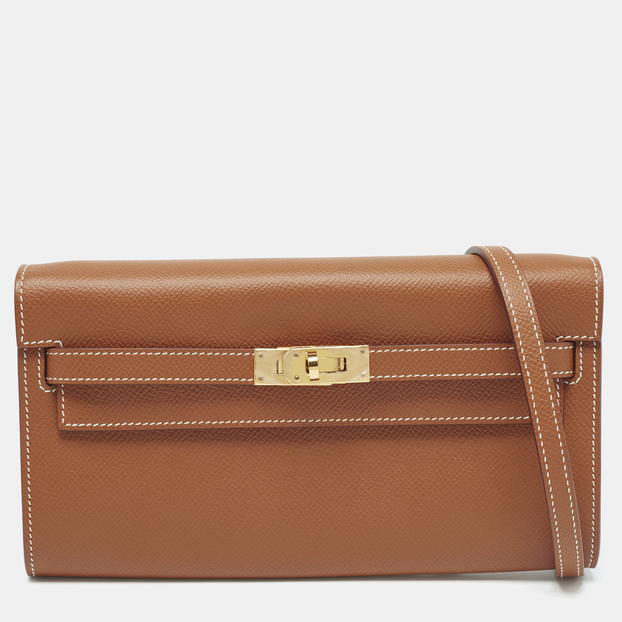 

Hermes Gold Epsom Leather Kelly To Go Wallet, Brown