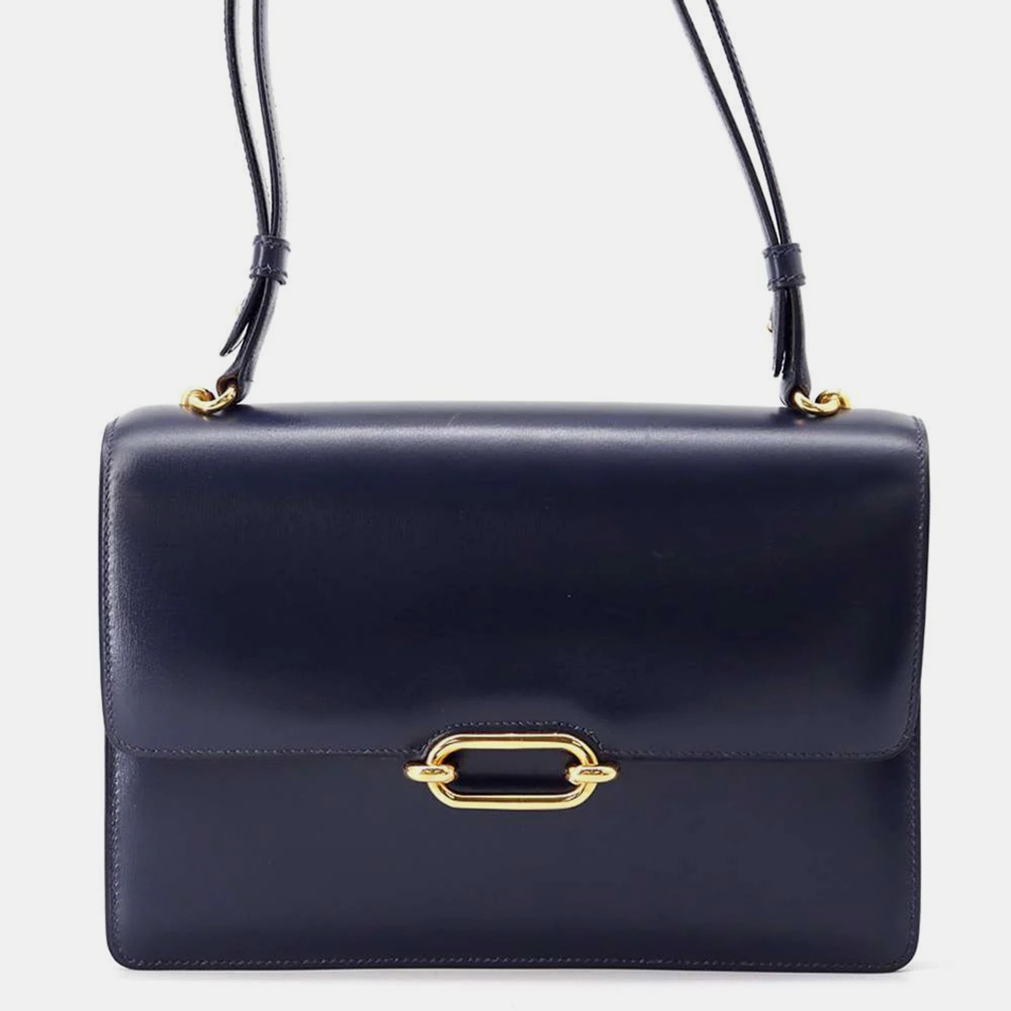 

Hermes Navy Box Calf Leather Fonsbelle Shoulder Bag, Navy blue