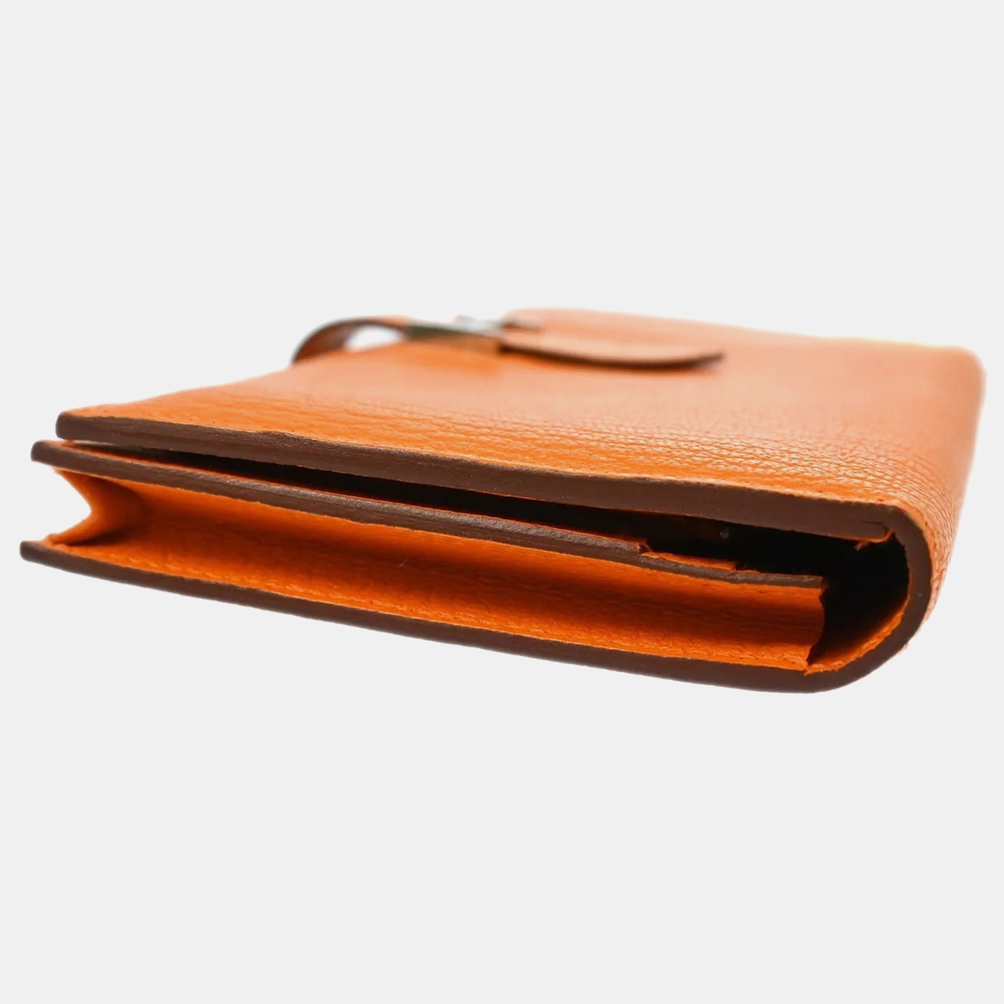 Hermes Orange Chevre Bearn Soufre Bifold Long Wallet 