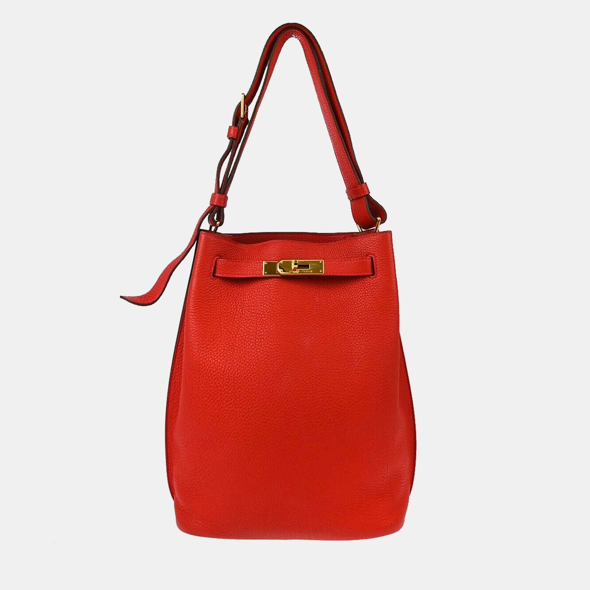 

Hermes Rouge Garance Togo So Kelly 22 Shoulder Bag, Red