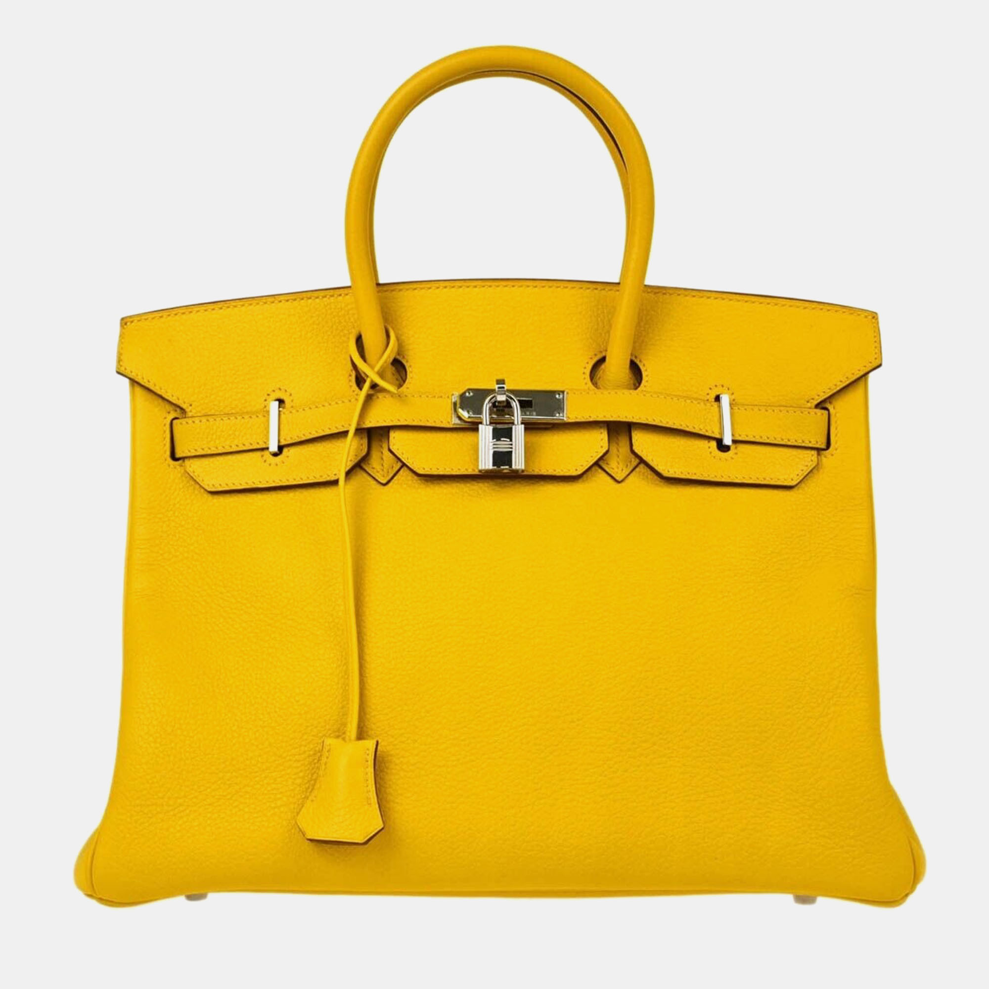 

Hermes Jaune Taurillon Clemence Birkin 35 Handbag, Yellow