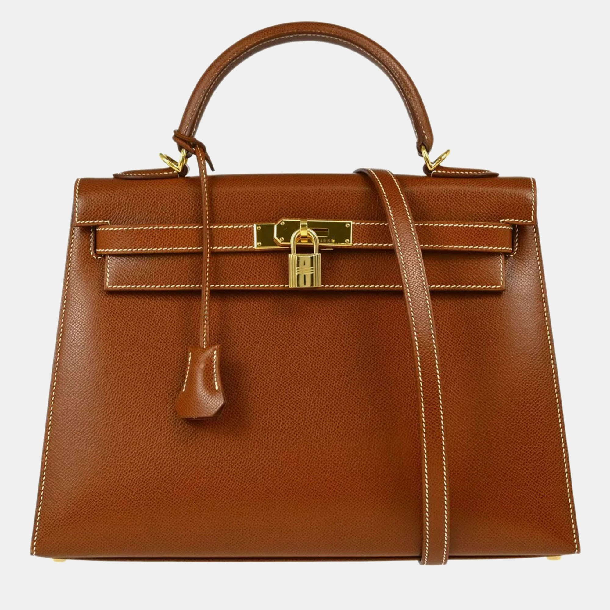 

Hermes Noisette Lisse Kelly Sellier 32 Handbag, Brown