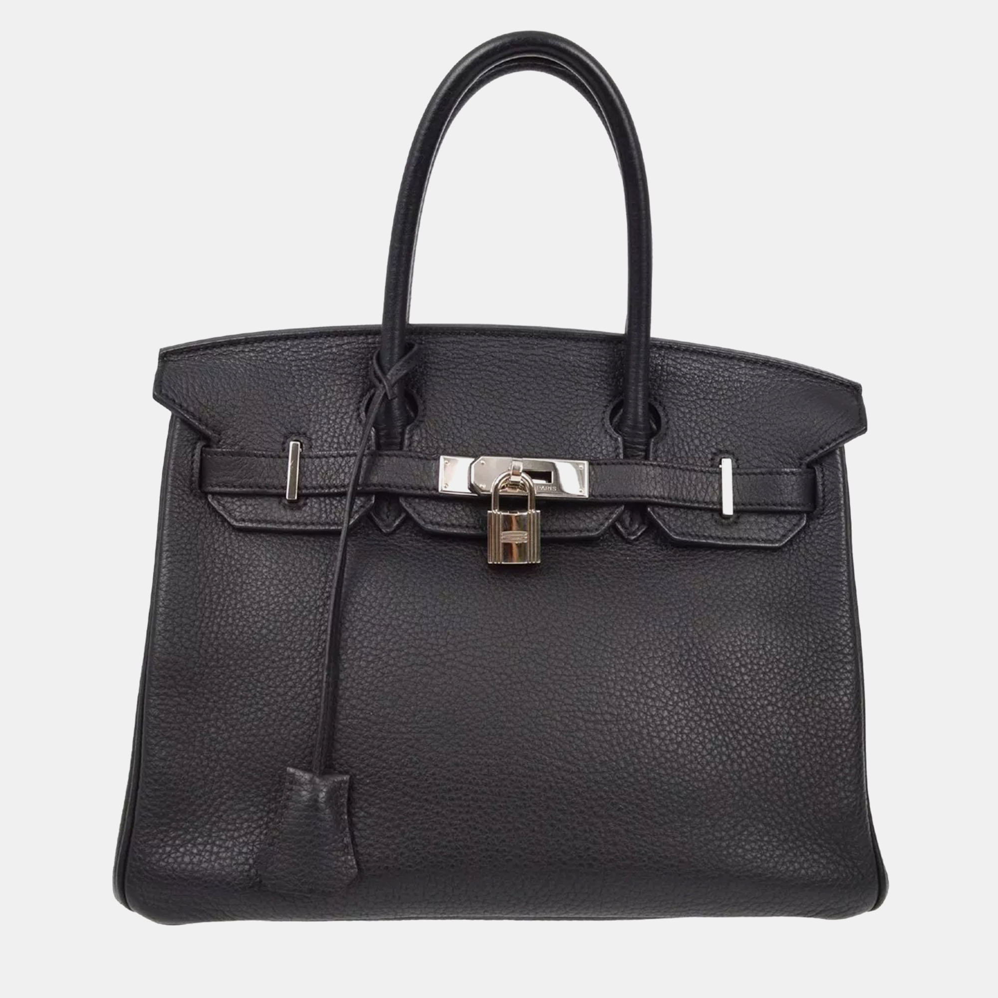 

Hermes Black Taurillon Clemence Birkin 30 Handbag