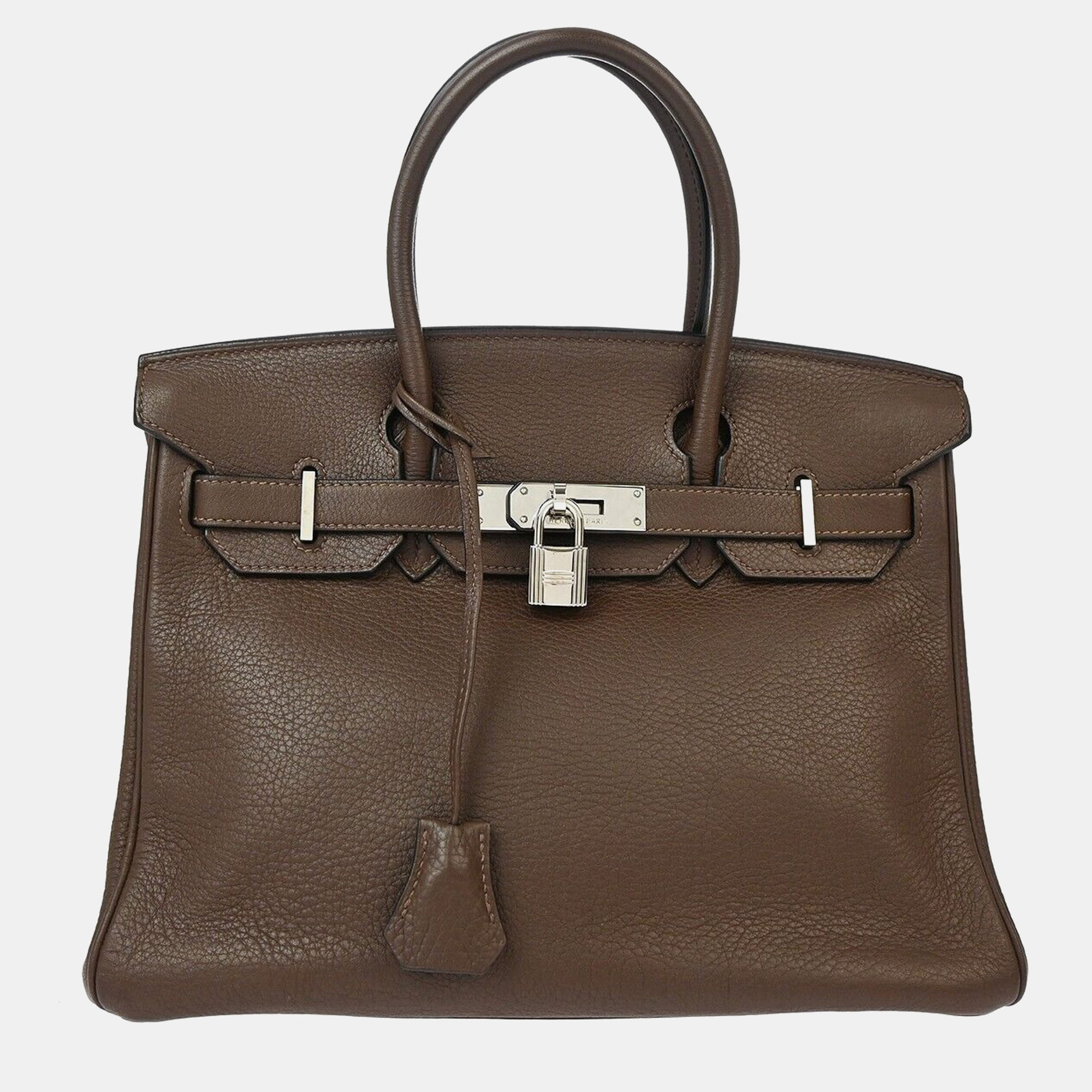 

Hermes Brown Taurillon Clemence Birkin 30 Handbag