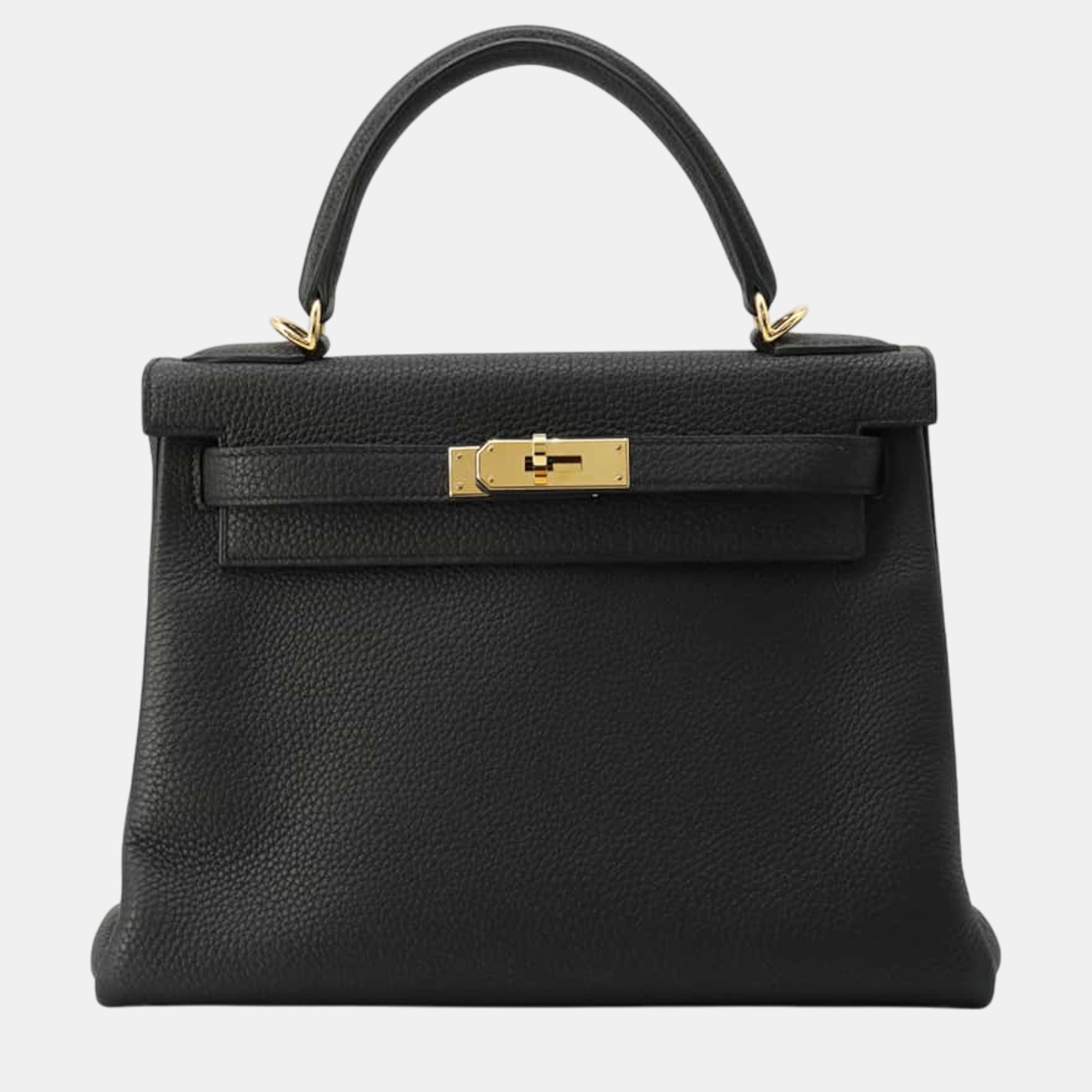 

Hermes Black Togo Leather Kelly 28 Tote Bag