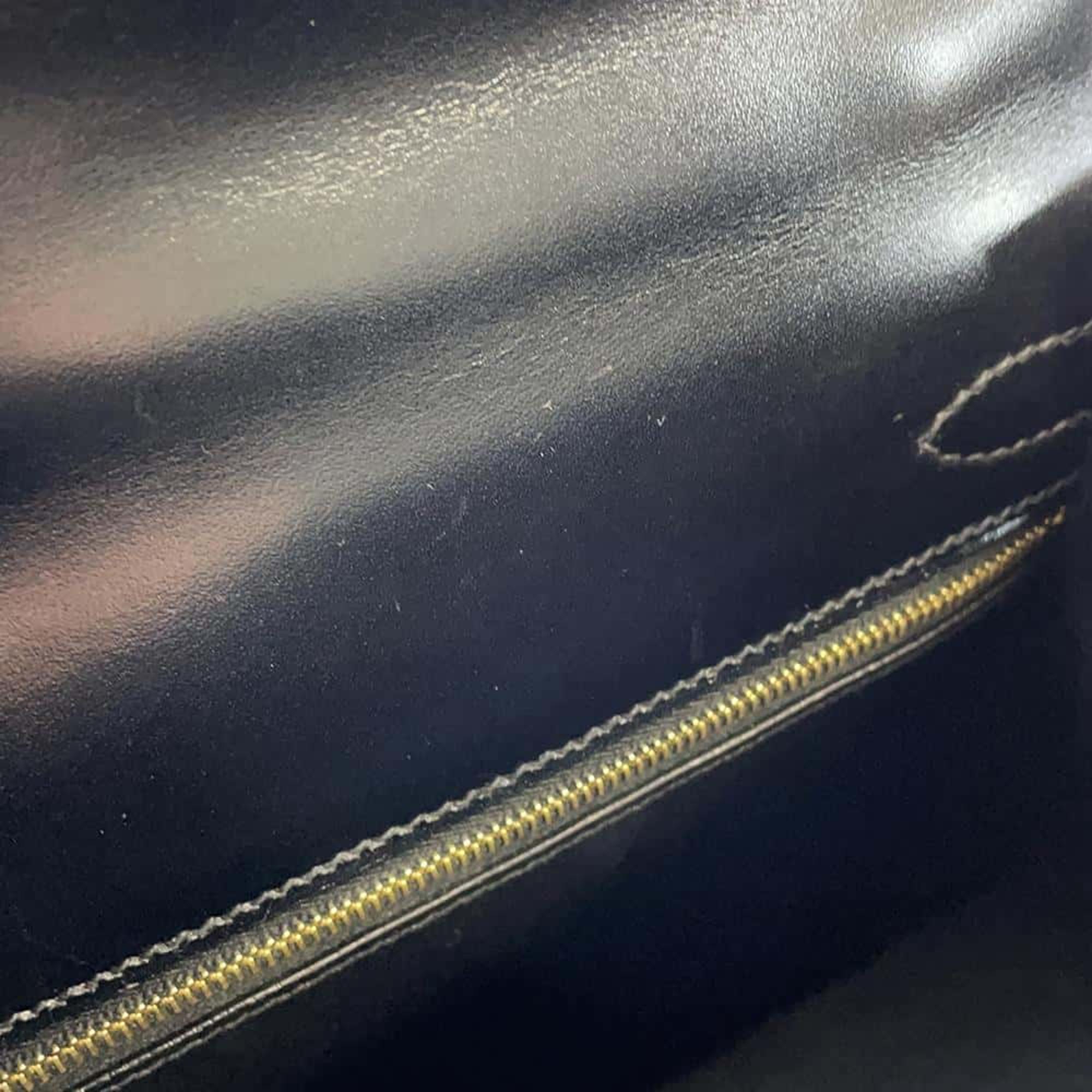 Hermes Black Box Calf Leather Kelly 25 Tote Bag 
