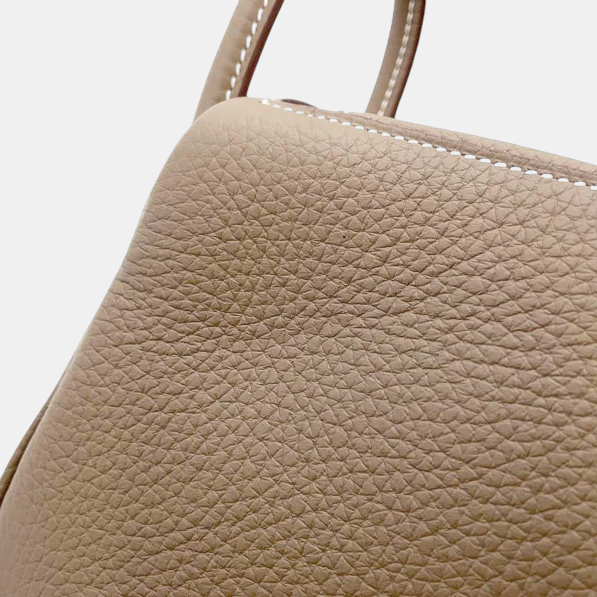 Hermes Etoupe Taurillon Clemence Leather Mini Lindy Shoulder Bag 
