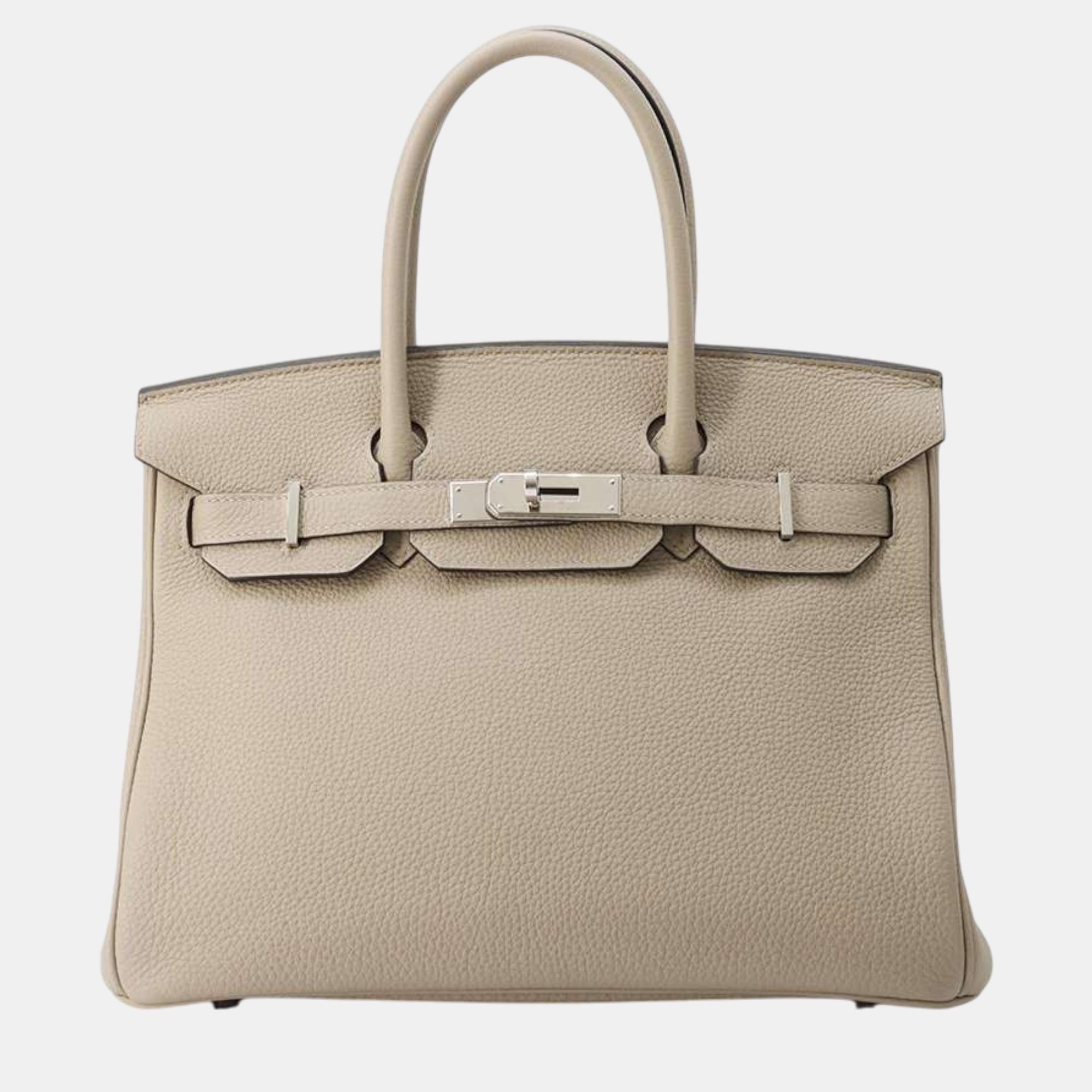 

Hermes Gris Tourterelle Togo Leather Birkin 30 Tote Bag, Beige