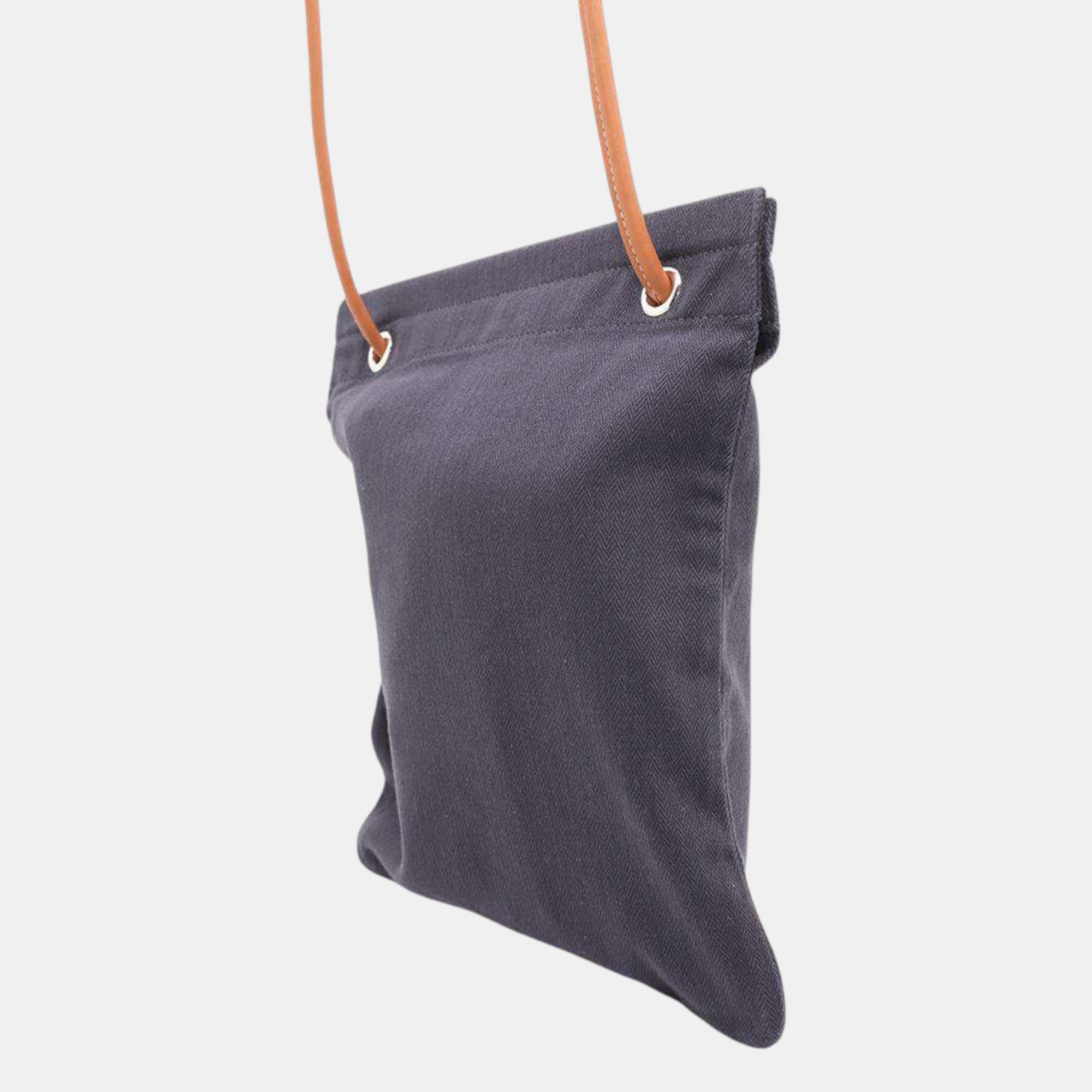 Hermes Blue Indigo/Gold Toile Chevrons and Barenia Leather MM Aline Bag 