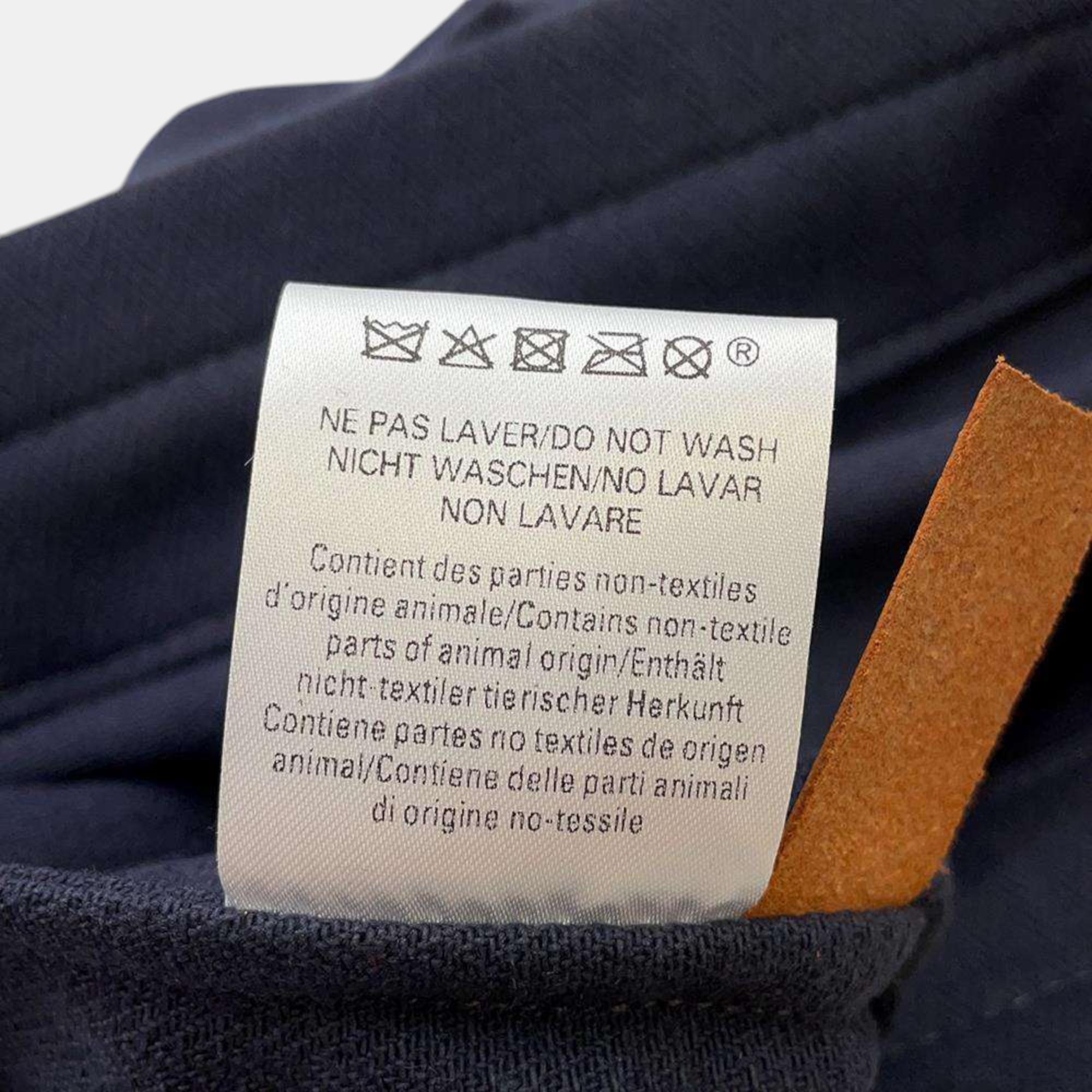 Hermes Blue Indigo/Gold Toile Chevrons and Barenia Leather MM Aline Bag 
