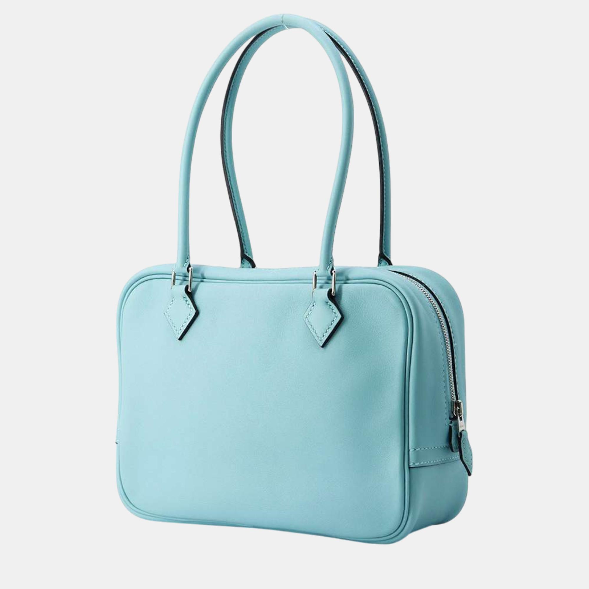 Hermes Blue Atoll Swift Leather Mini Plume Bag 
