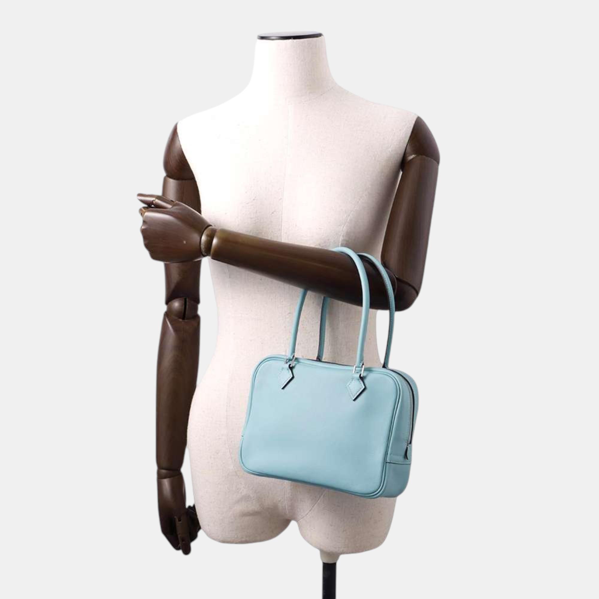 Hermes Blue Atoll Swift Leather Mini Plume Bag 