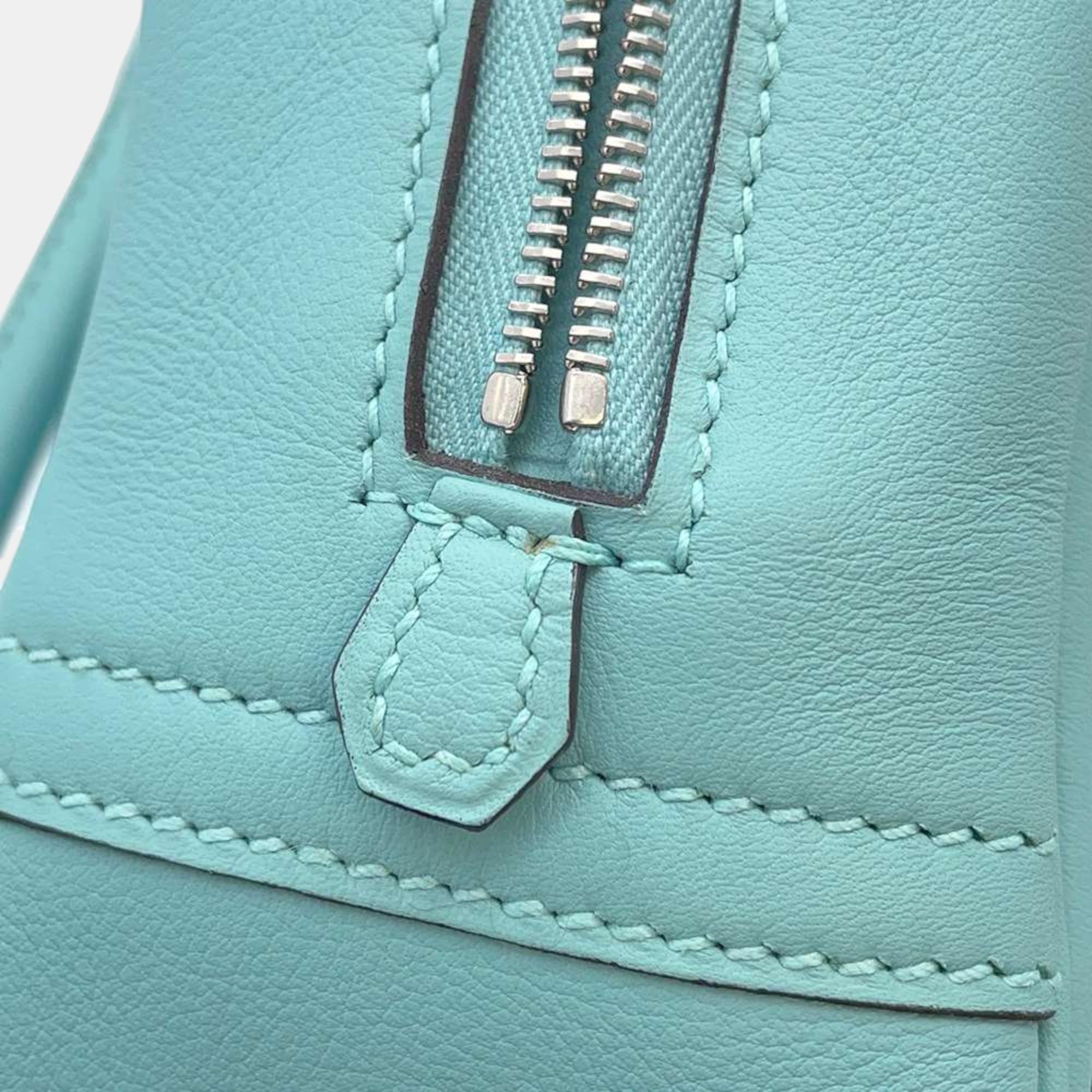 Hermes Blue Atoll Swift Leather Mini Plume Bag 