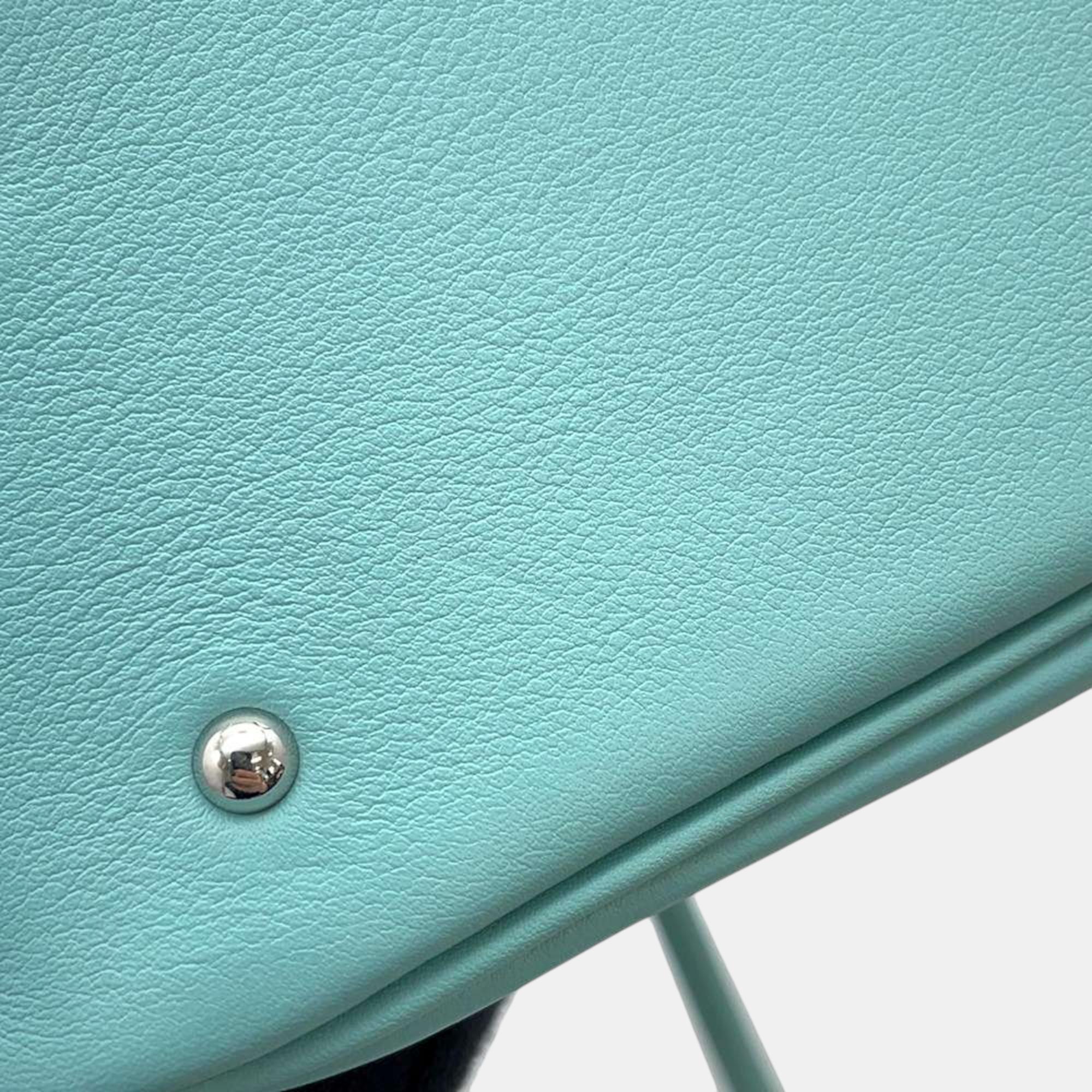 Hermes Blue Atoll Swift Leather Mini Plume Bag 