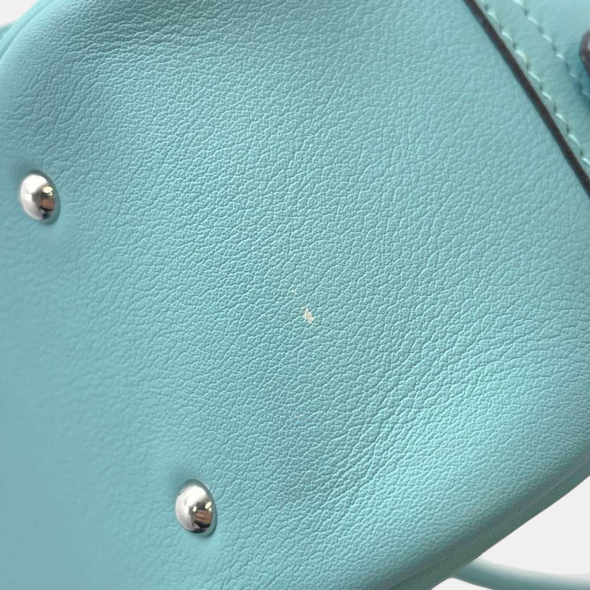 Hermes Blue Atoll Swift Leather Mini Plume Bag 