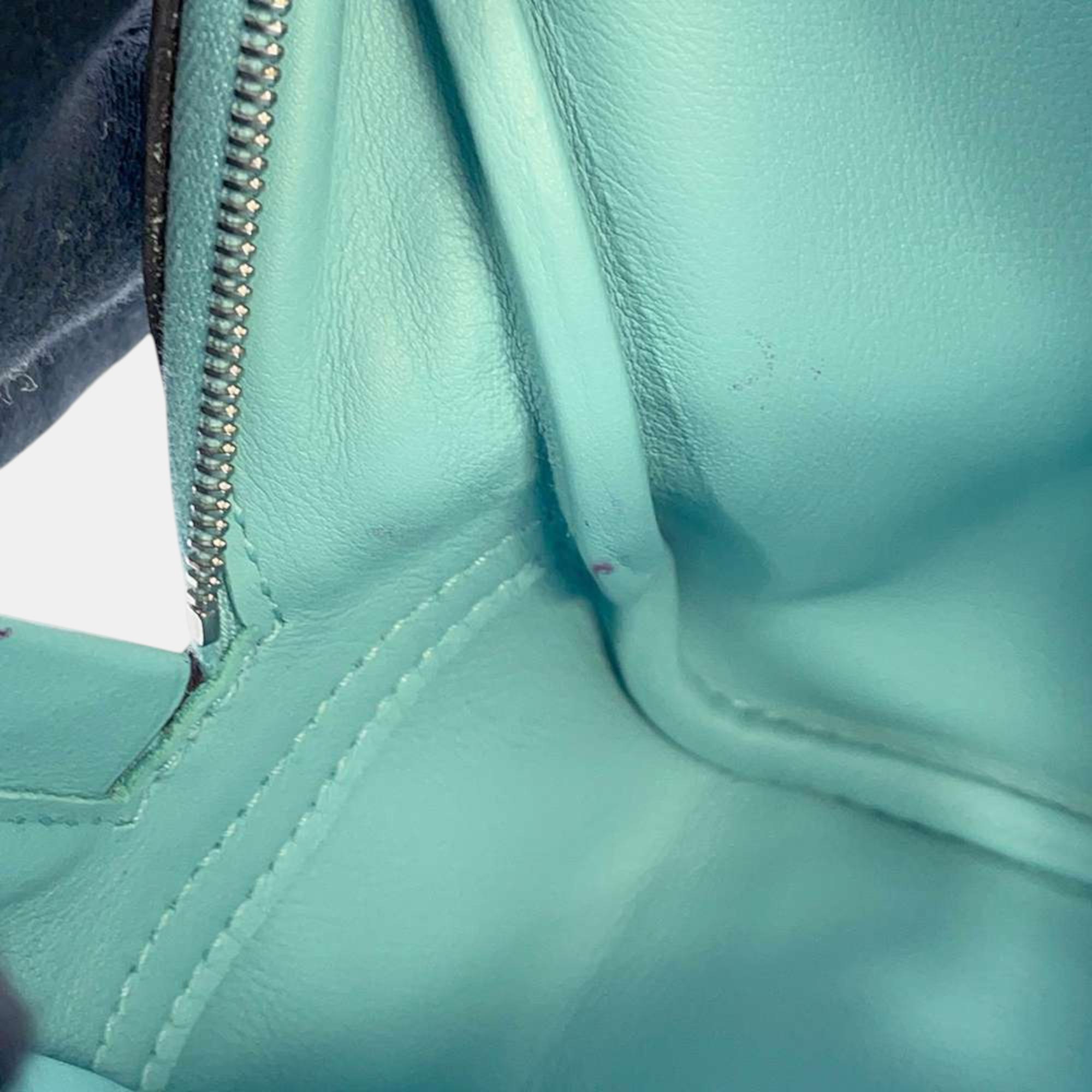Hermes Blue Atoll Swift Leather Mini Plume Bag 
