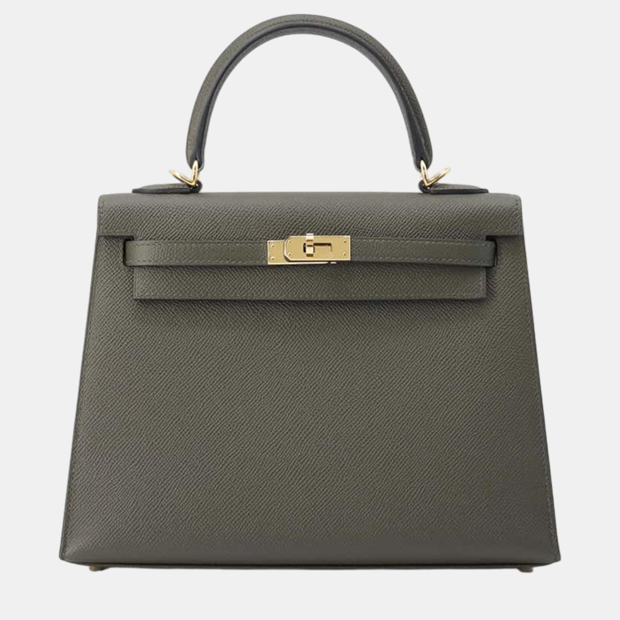 

Hermes Vert Gris Epsom Kelly 25 Bag, Black