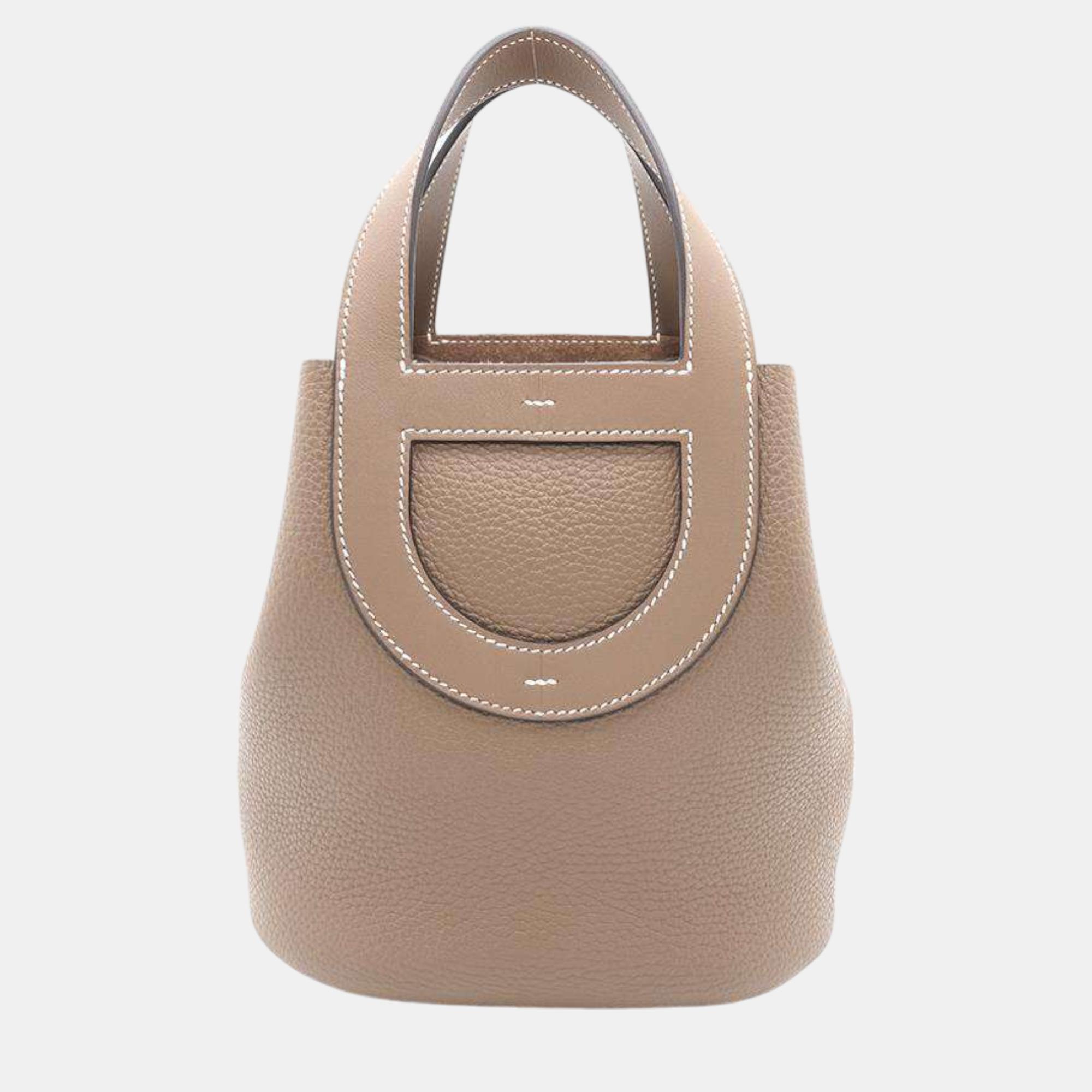 

Hermes In-The-Loop Tote Bag Etoupe Taurillon Clemence Swift Leather Size, Brown