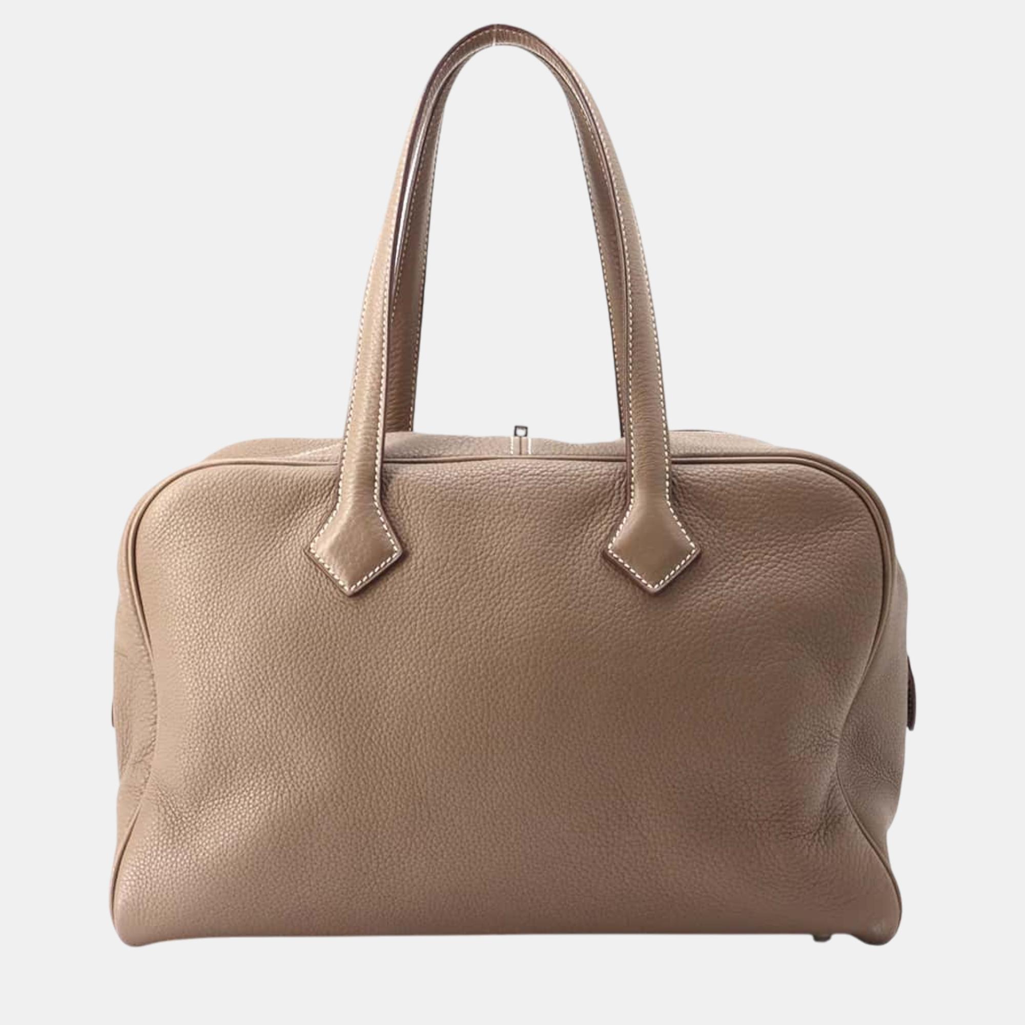 

Hermes Victoria Etoupe Taurillon Clemence Size, Brown