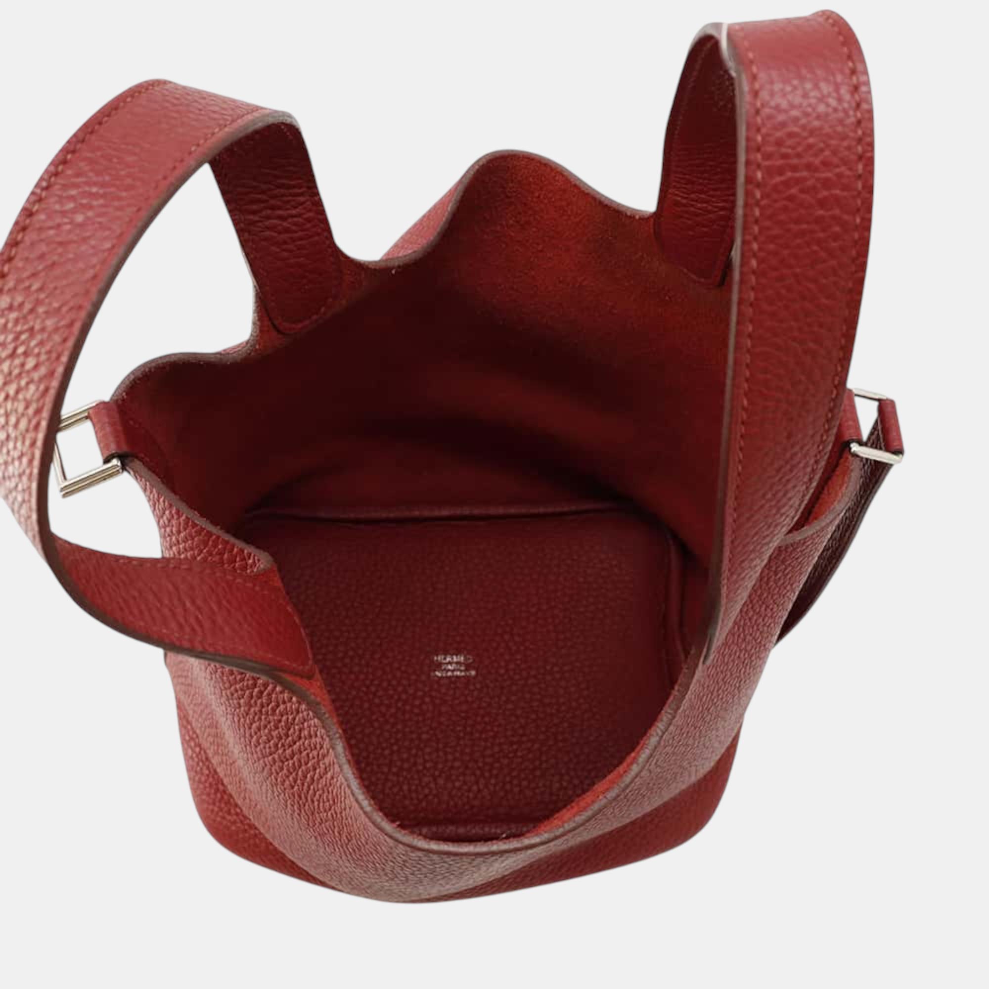 Hermes Rouge Garance Taurillon Clemence  Picotin Lock PM Bag 