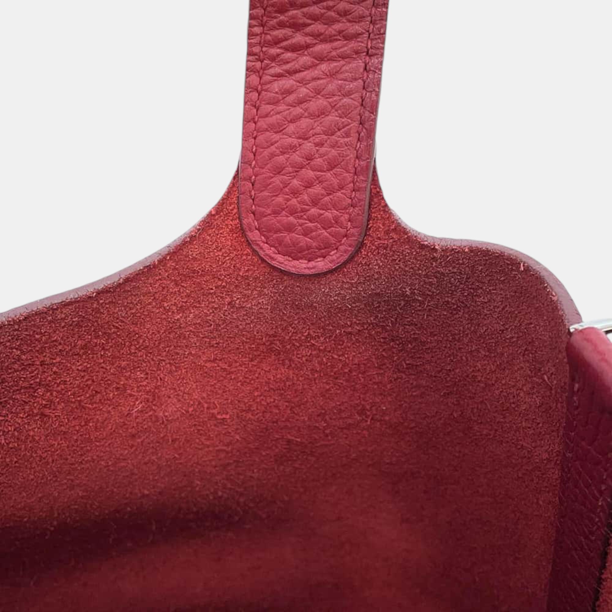 Hermes Rouge Garance Taurillon Clemence  Picotin Lock PM Bag 