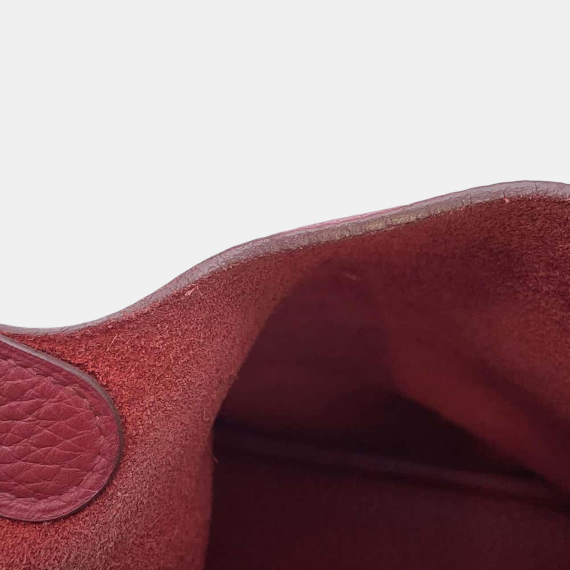 Hermes Rouge Garance Taurillon Clemence  Picotin Lock PM Bag 