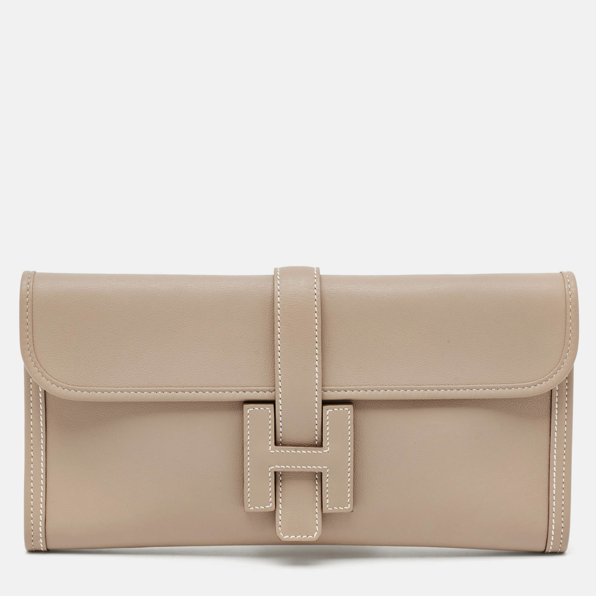 

Hermes Argile Swift Leather Elan Jige 29 Clutch, Beige