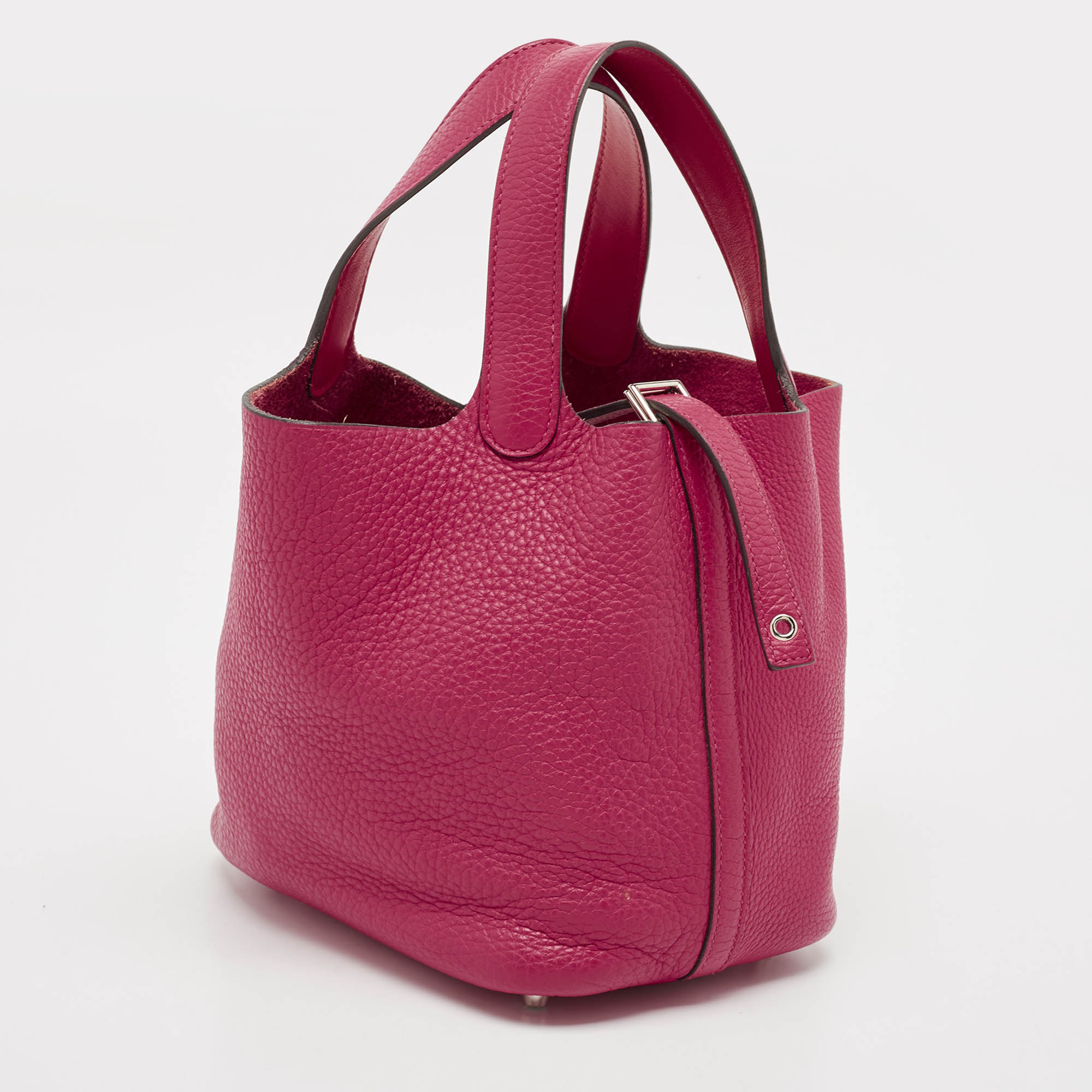 Hermes Rose Mexico/Rouge Coeur Taurillon Clemence Leather Picotin Lock 18 Bag 